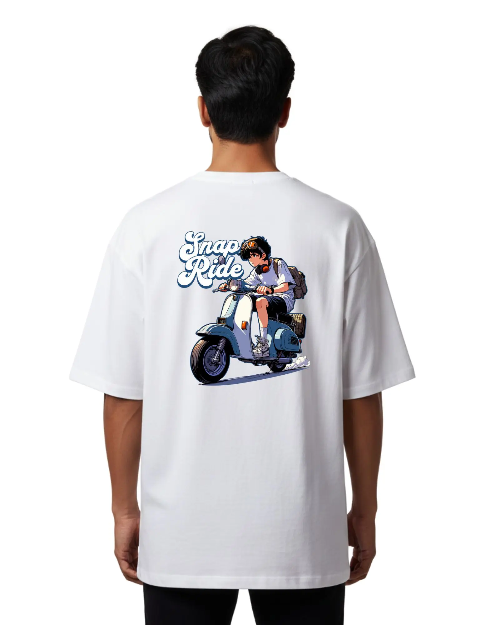 Snap Ride Oversize Cotton French Terry T-Shirt 240 GSM White