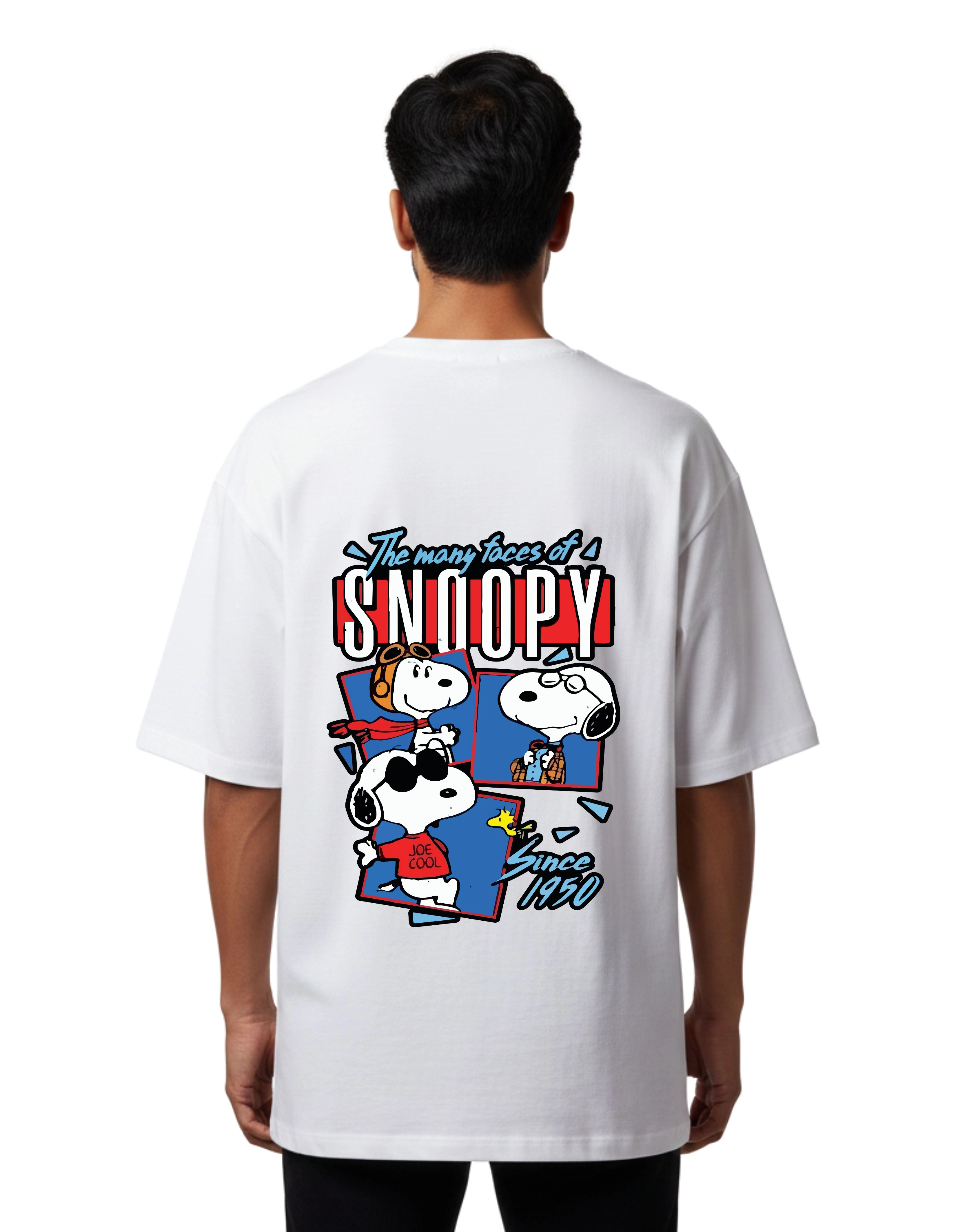 Snoopy Graphic Oversized Cotton French Terry T-Shirt 240 GSM White
