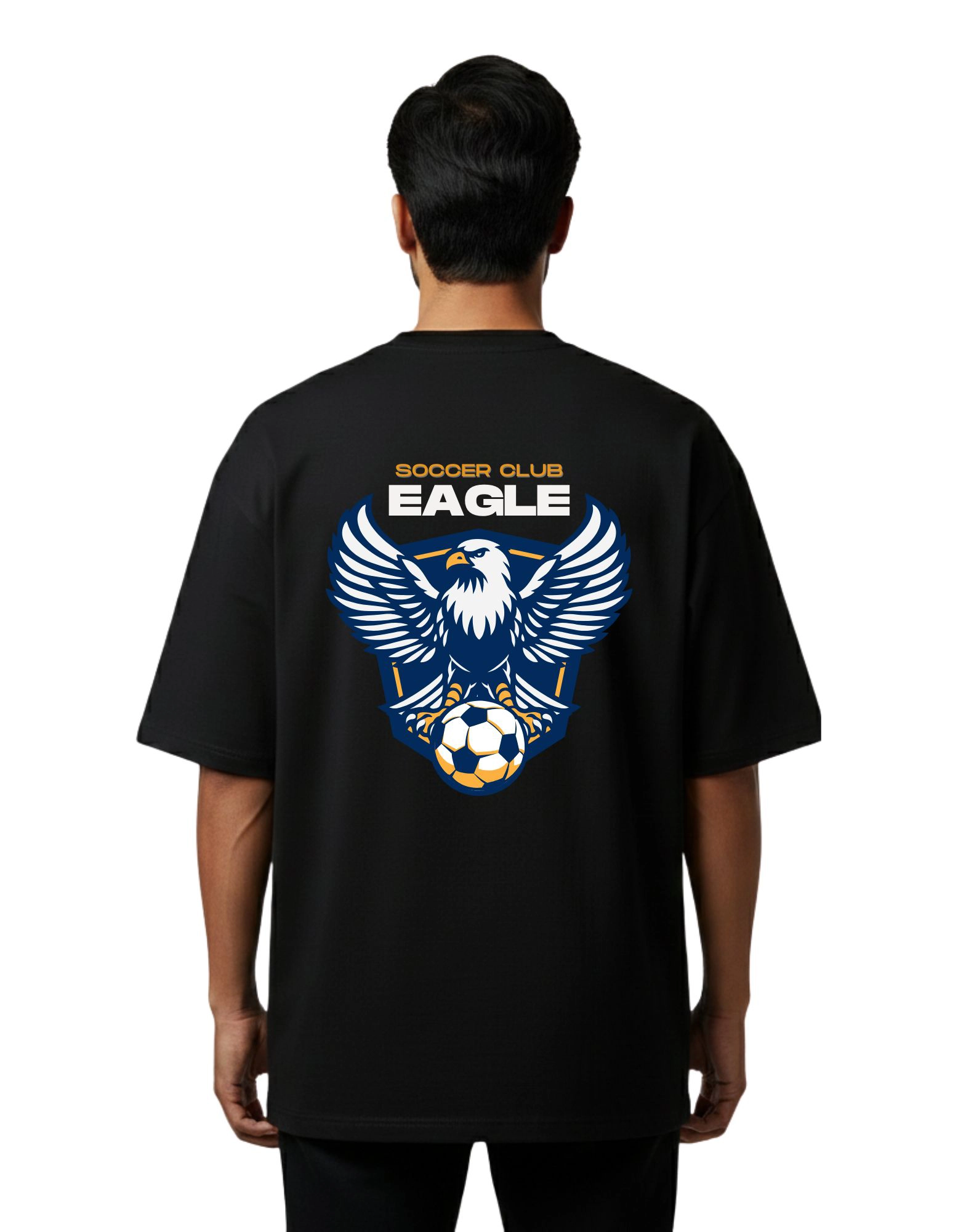 Soccer Club Eagle Oversized French Terry 240 GSM T-Shirt Black
