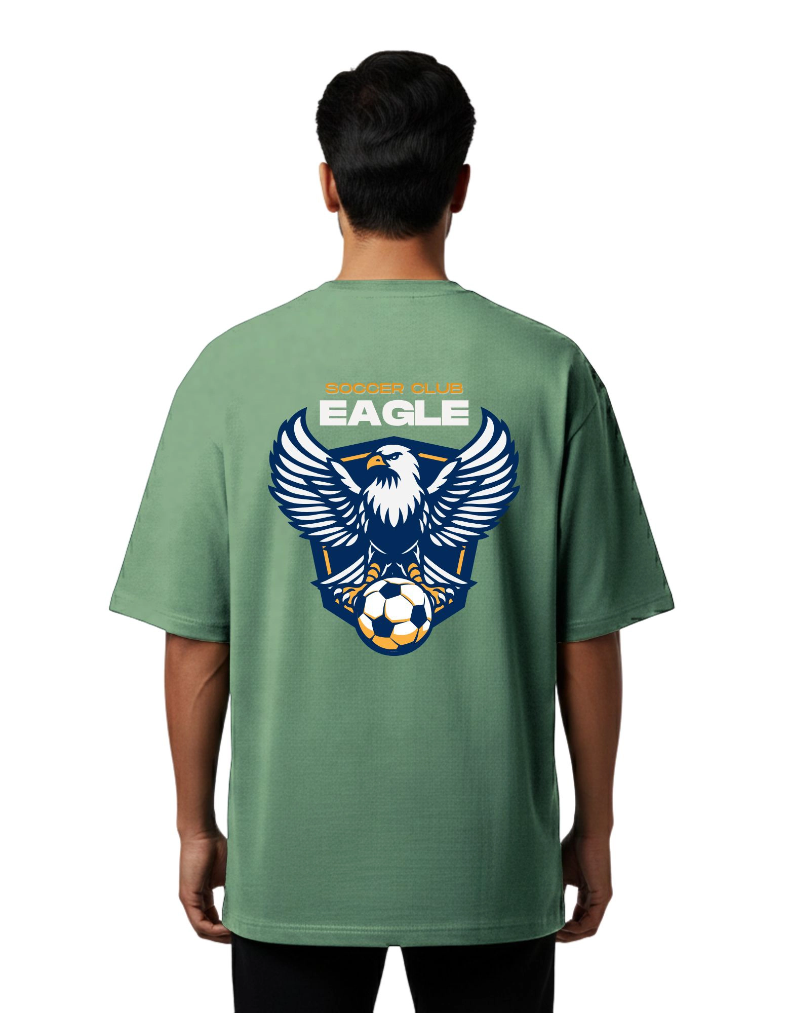 Soccer Club Eagle Oversized French Terry 240 GSM T-Shirt D Green