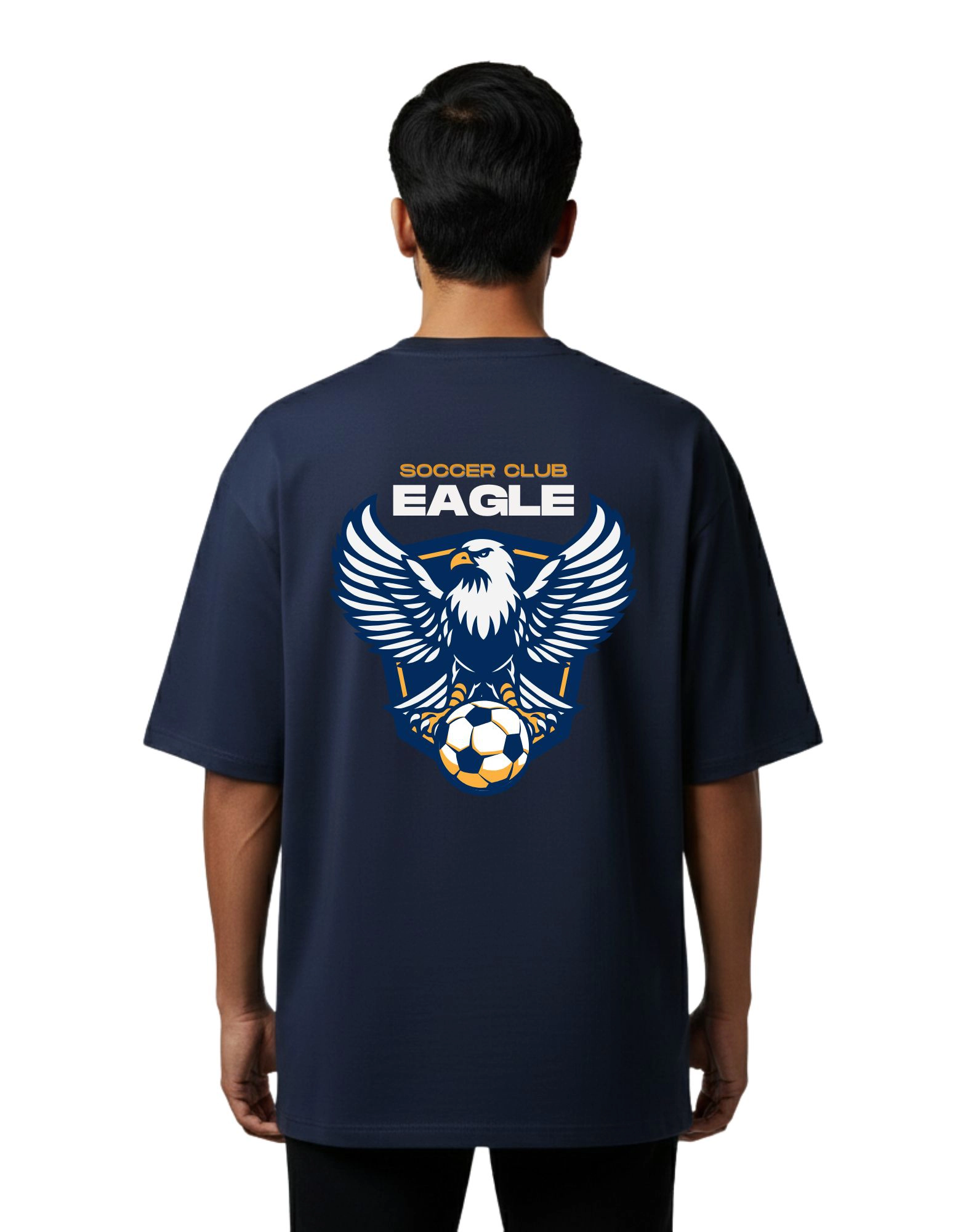 Soccer Club Eagle Oversized French Terry 240 GSM T-Shirt Navy Blue