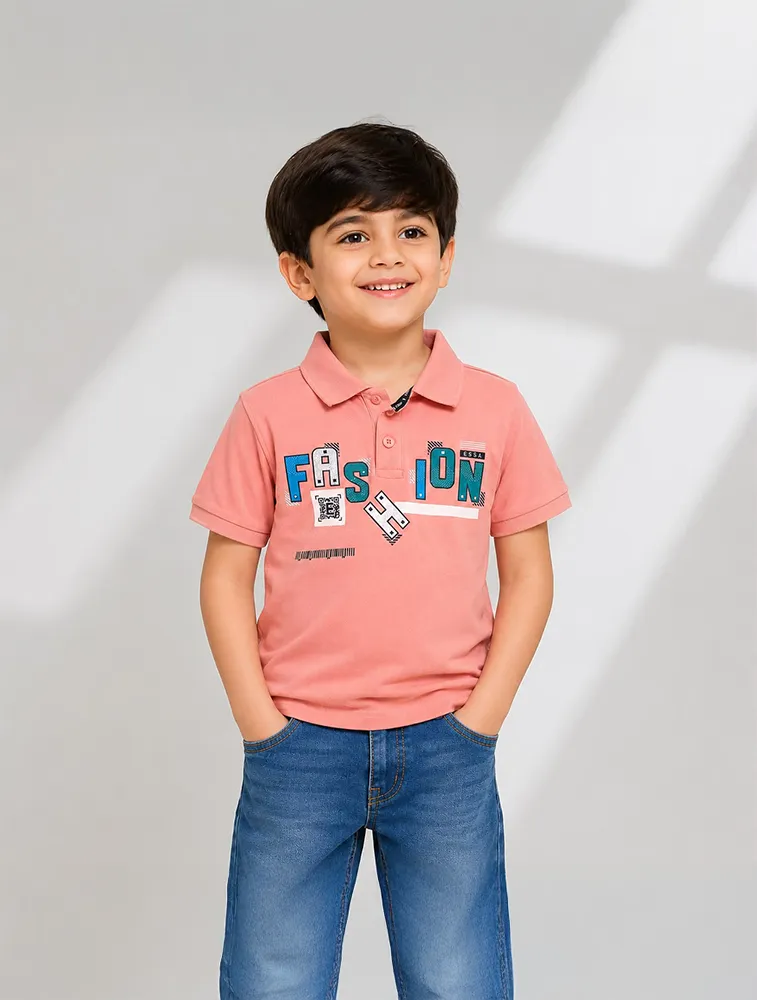 Soft Pink Boys Kids 180 GSM Poly T Shirts 