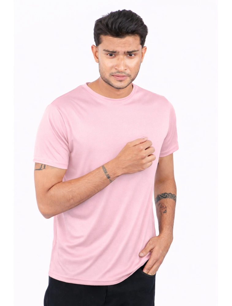 Soft Pink Dot Knit Round Neck Half Sleeve 150 GSM TShirts
