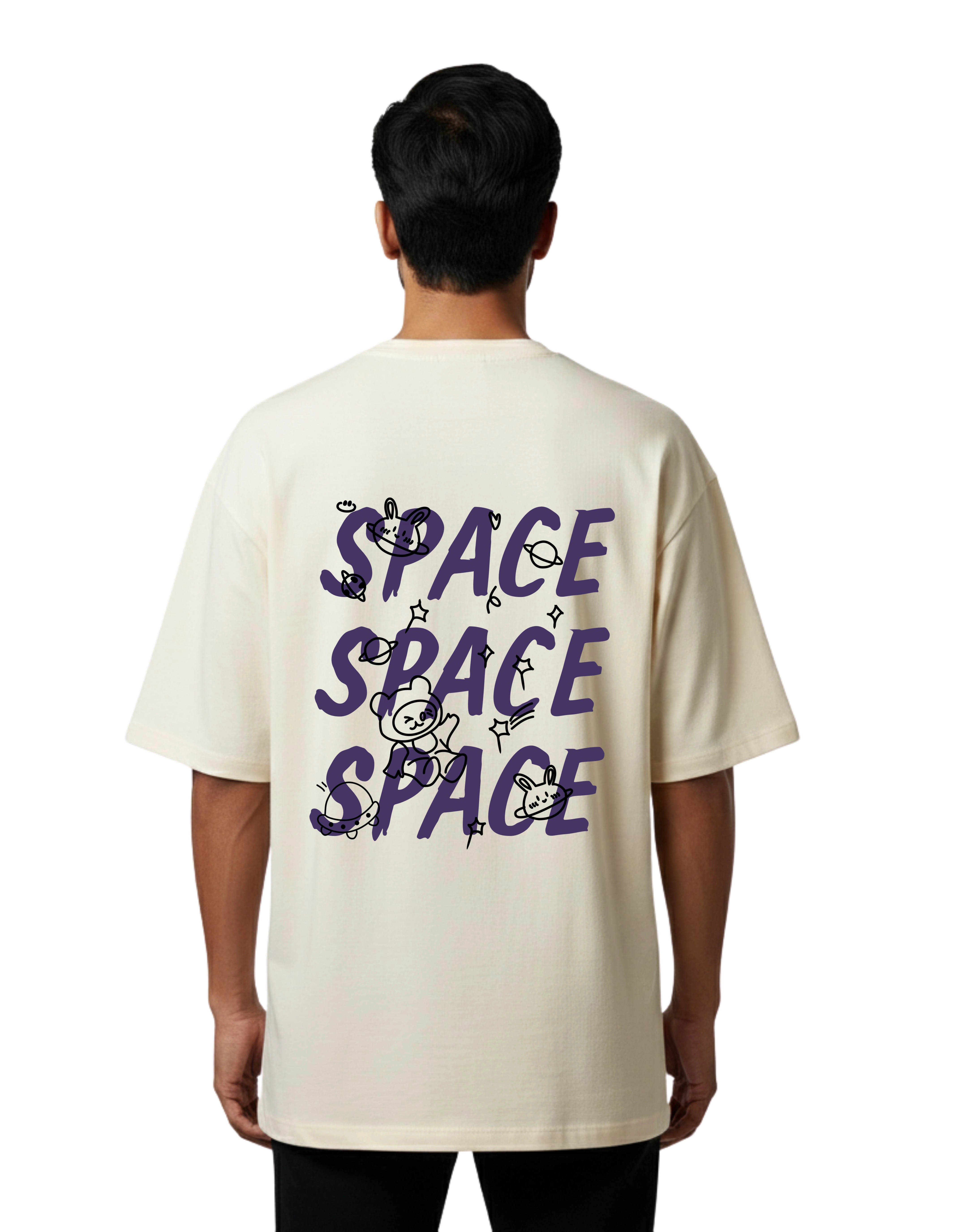 Space Oversized Cotton French Terry T-Shirt 240 GSM Beige