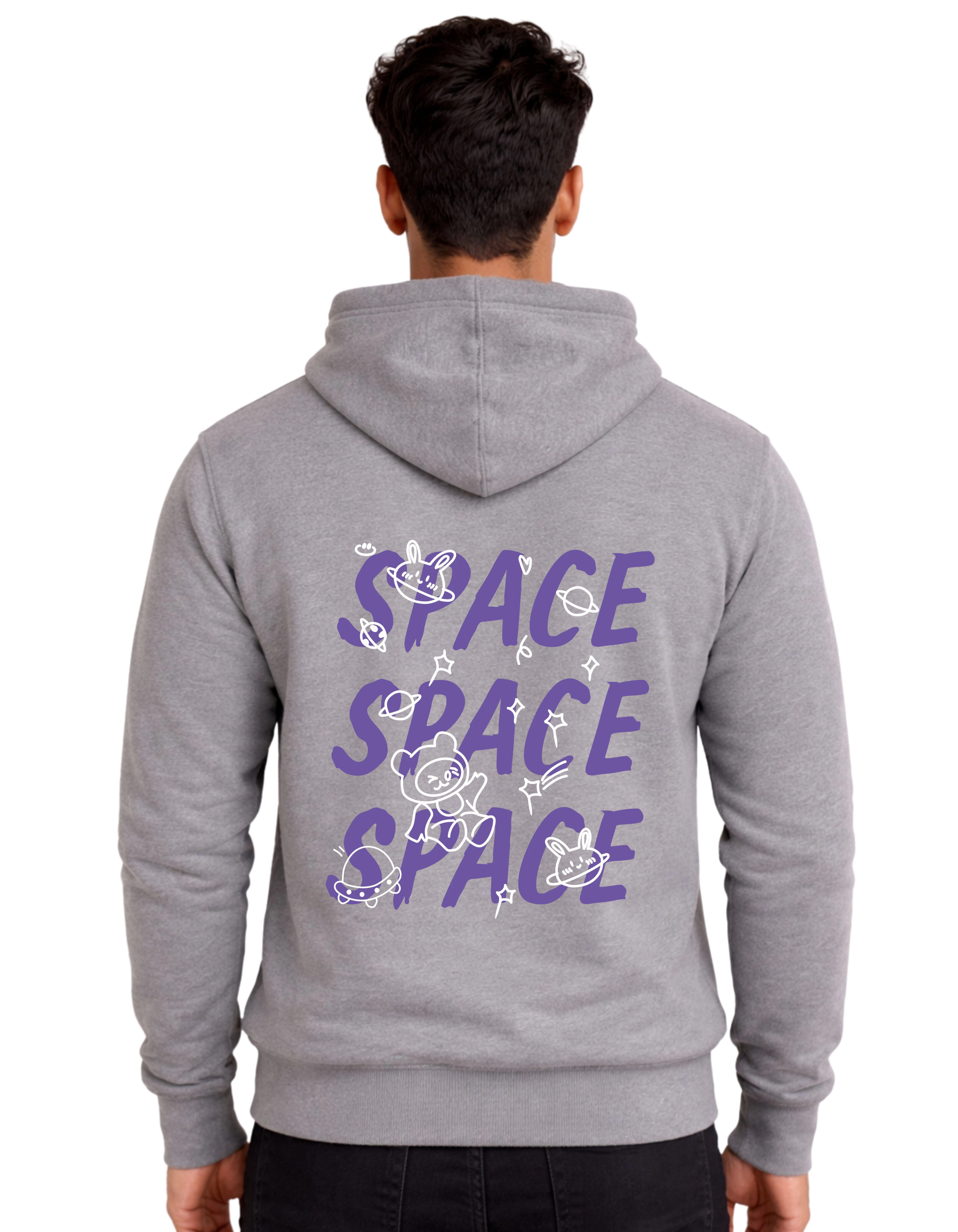 Space Polycotton Hoodie Without Zipper 300 GSM Grey