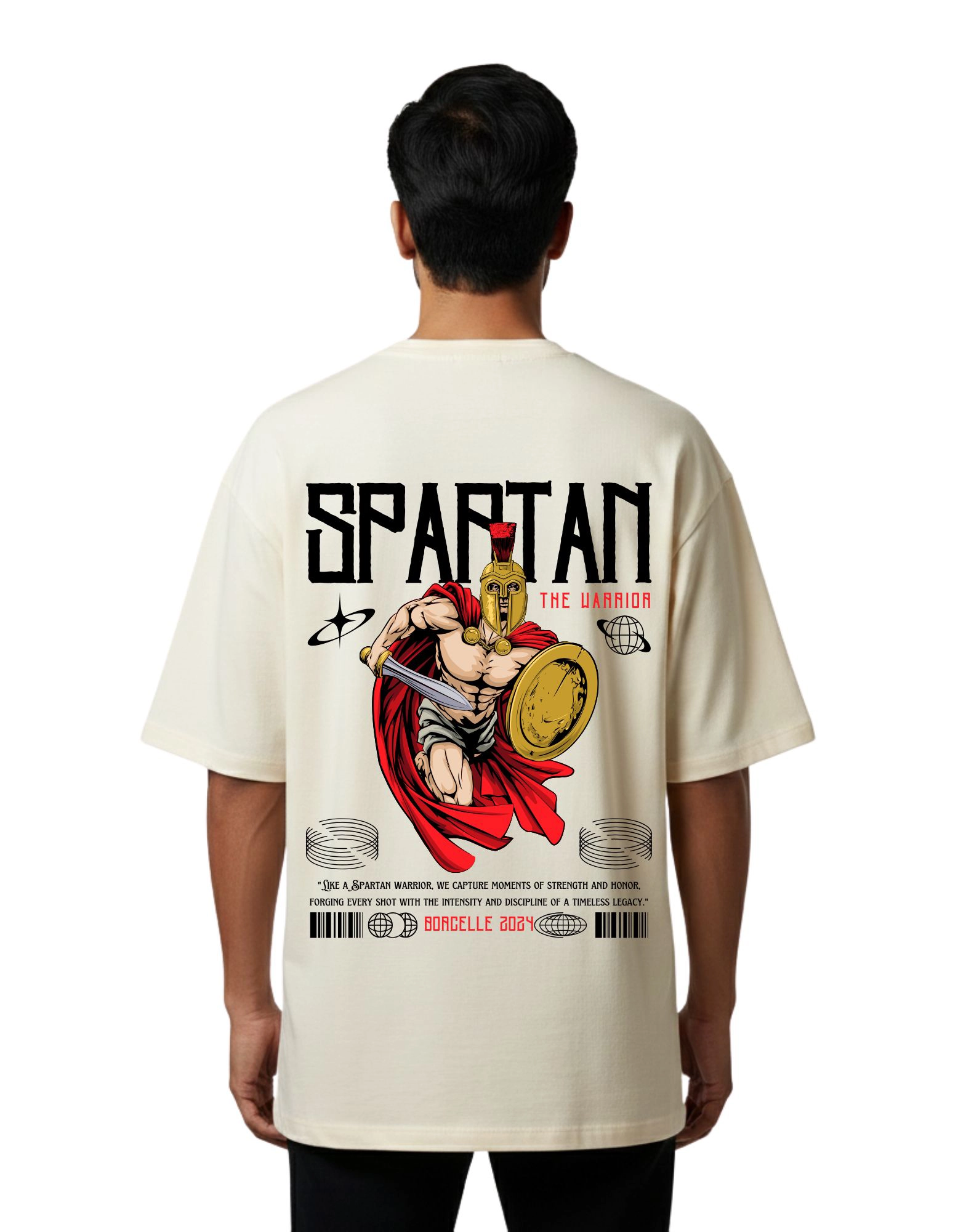 Spartan The Warrior Oversized French Terry Cotton T-Shirt 240 GSM Beige