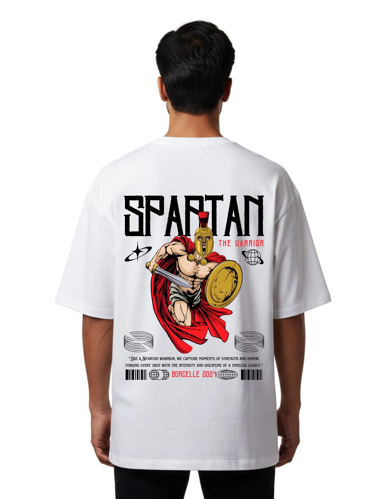 Spartan The Warrior Oversized French Terry Cotton T-Shirt 240 GSM White