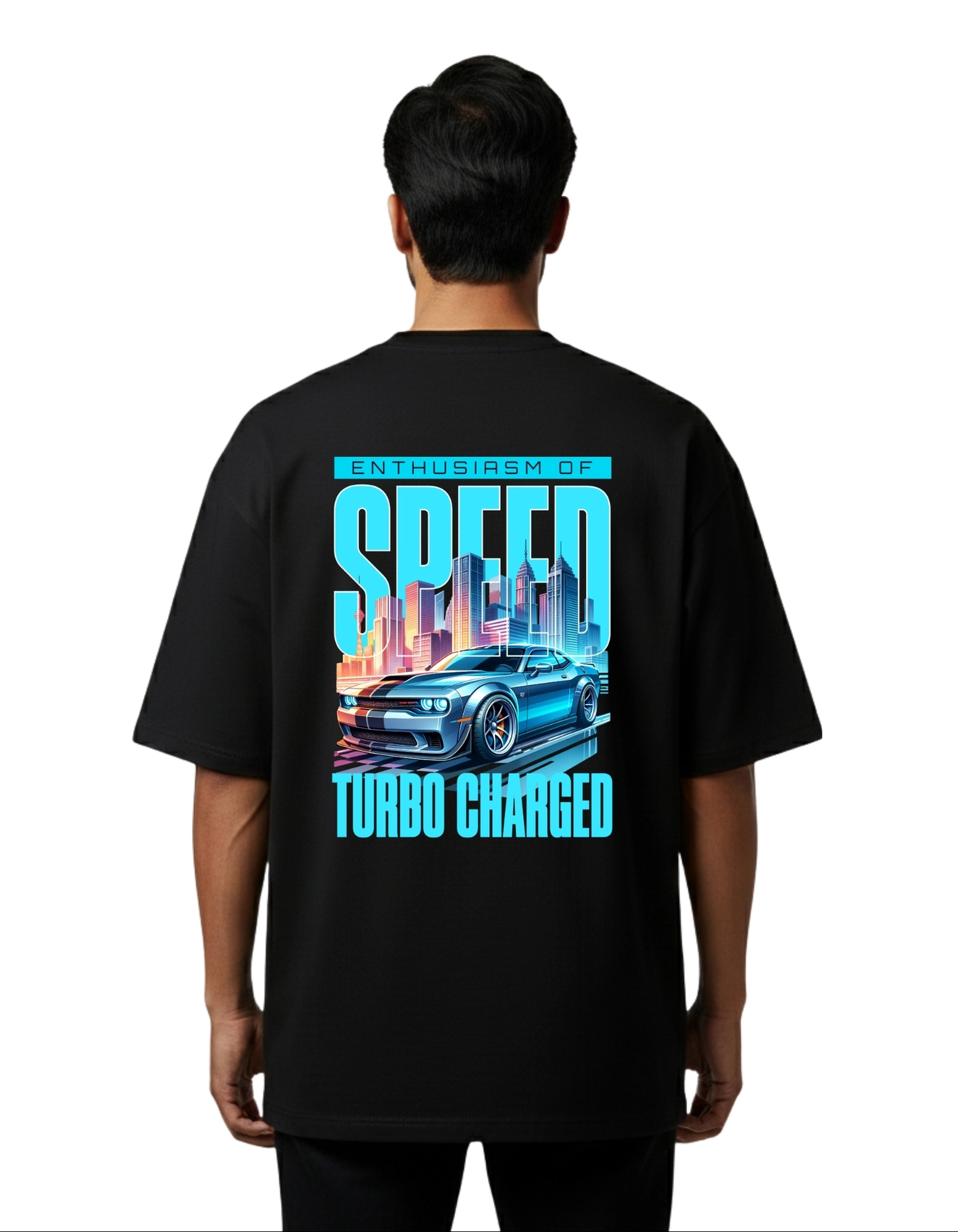 Speed Turbo Charged Oversized Cotton French Terry T-Shirt 240 GSM Black