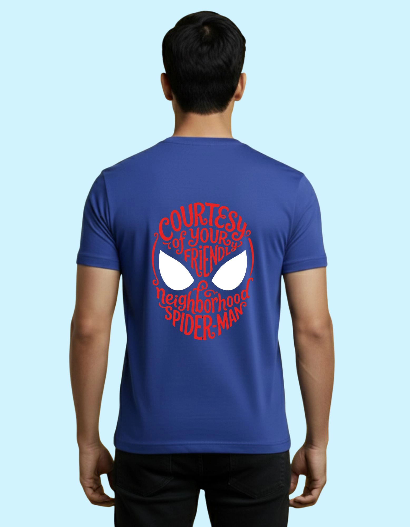 Spider Emblem Graphic Cotton Round Neck T-Shirt 180 GSM  Royal Blue