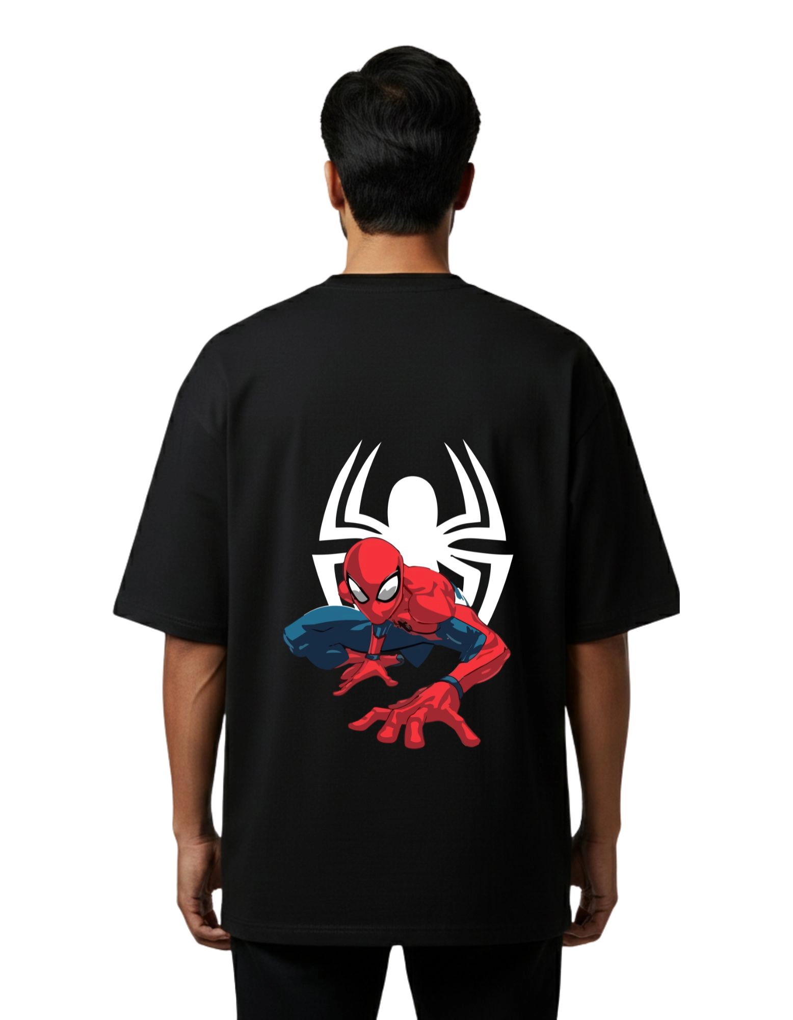 Spider Oversized Cotton French Terry T-Shirt 240 GSM Black