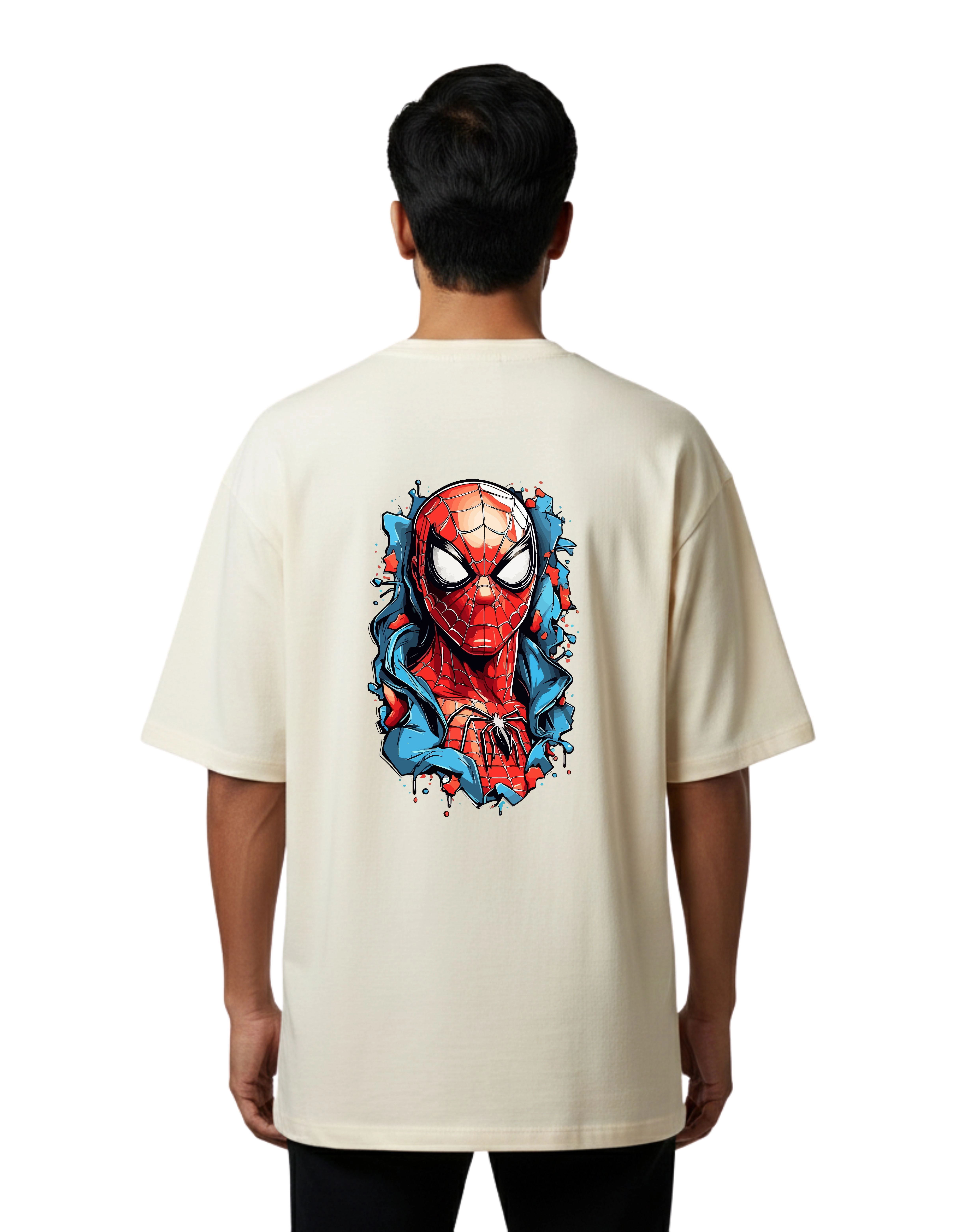 Spider Street Hero Oversized Cotton French Terry T-Shirt 240 GSM Beige