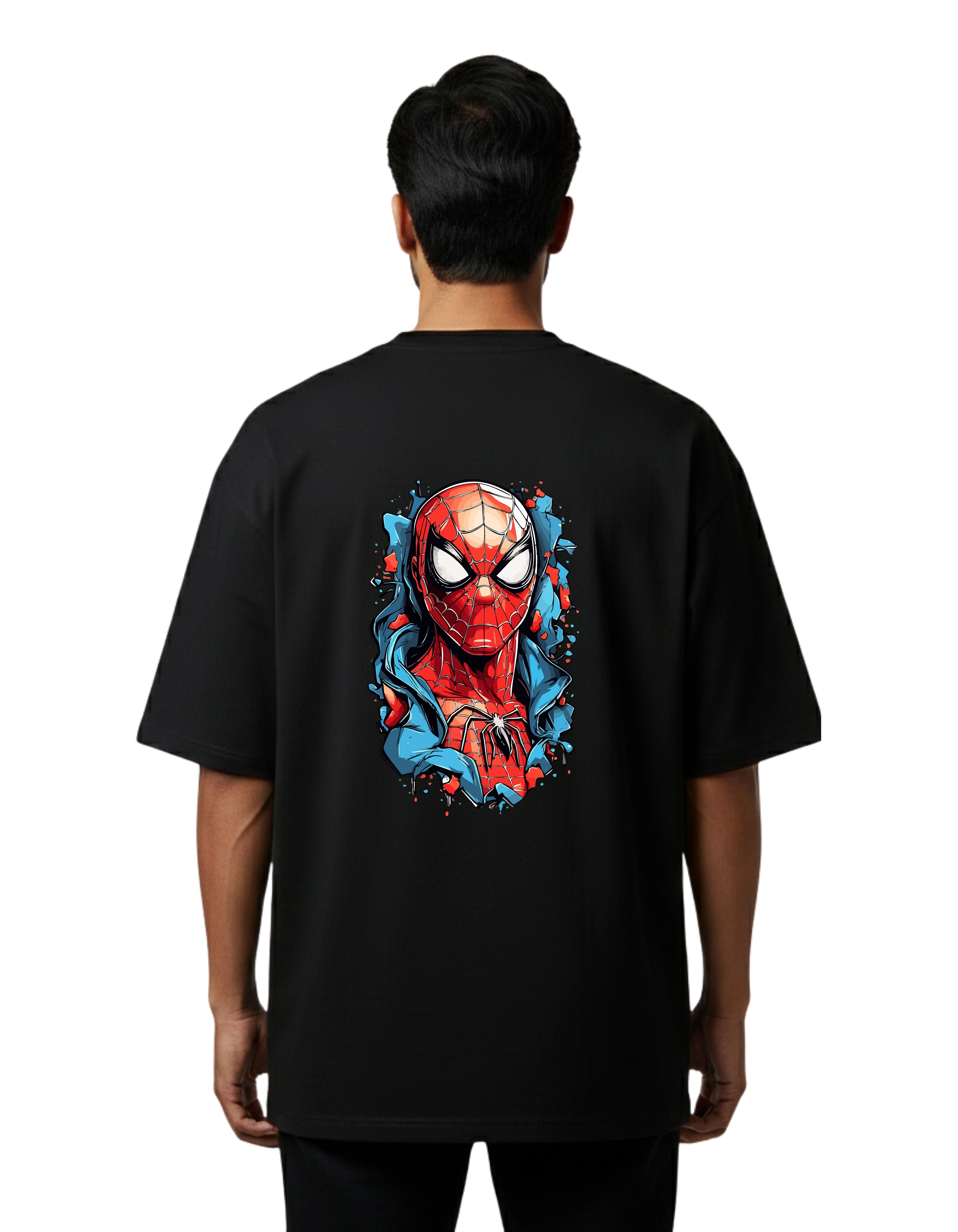 Spider Street Hero Oversized Cotton French Terry T-Shirt 240 GSM Black