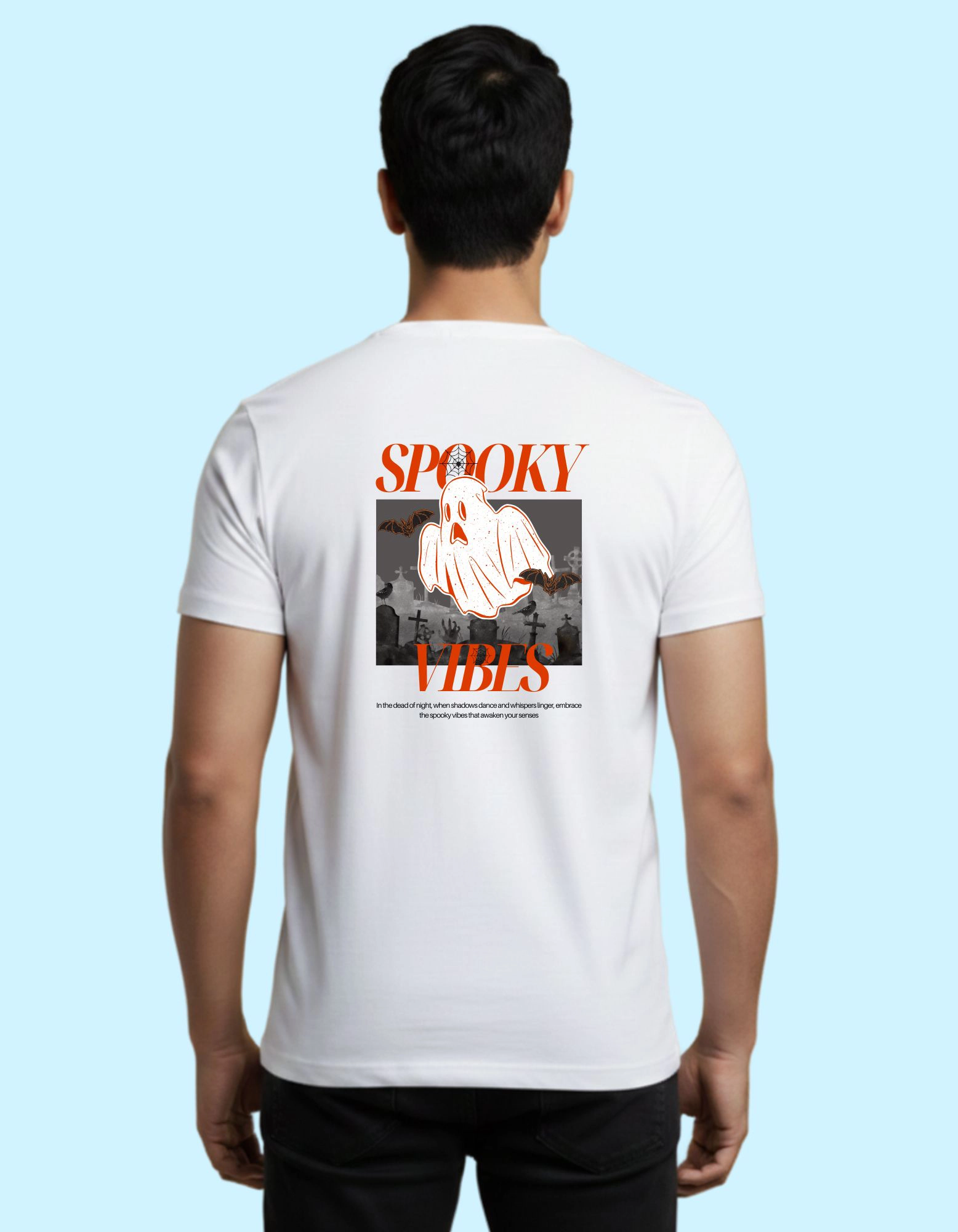 Spooky Vibes Cotton Round Neck T-Shirt 180 GSM White