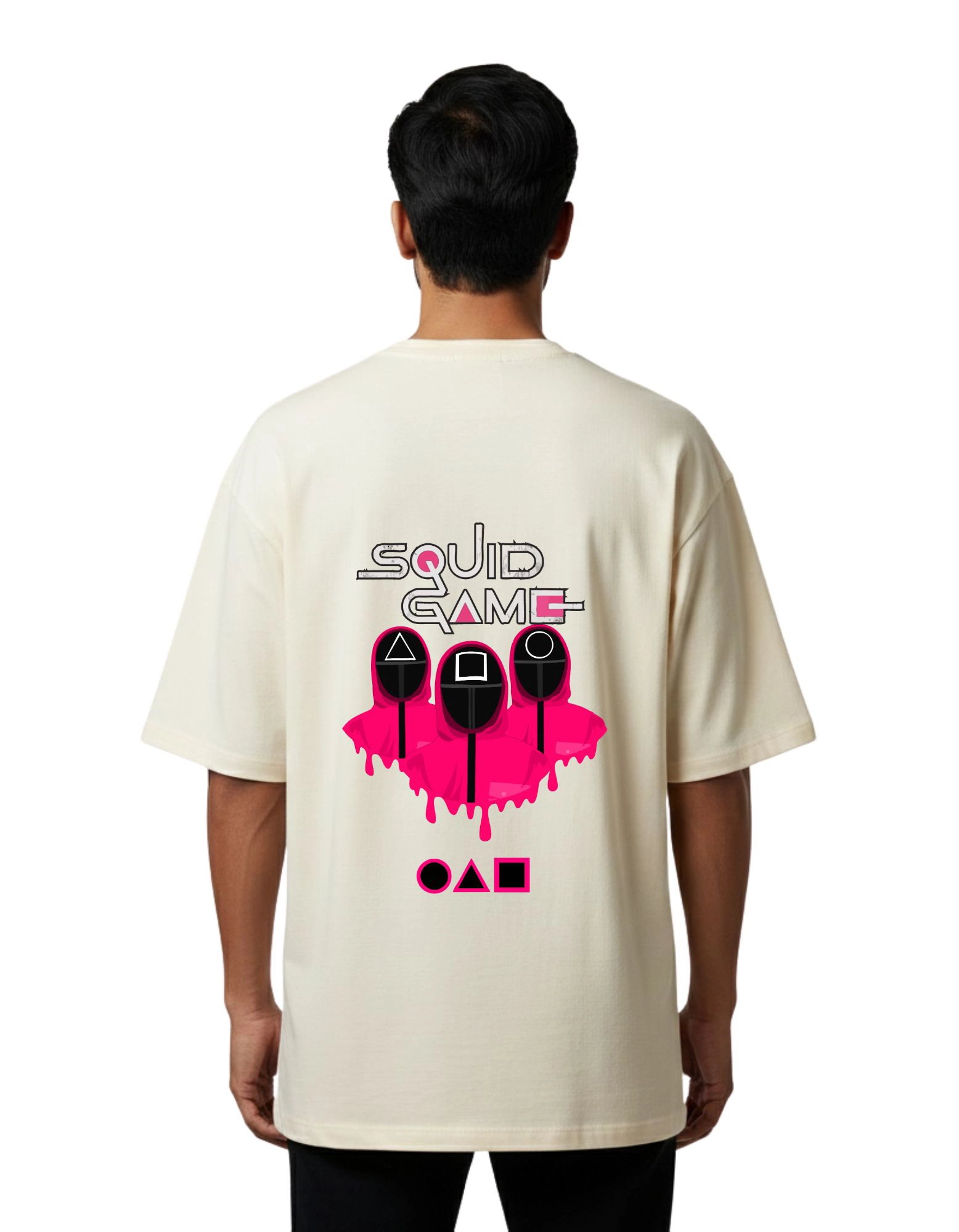 Squid Game Oversized Cotton French Terry 240 GSM T-Shirt Beige
