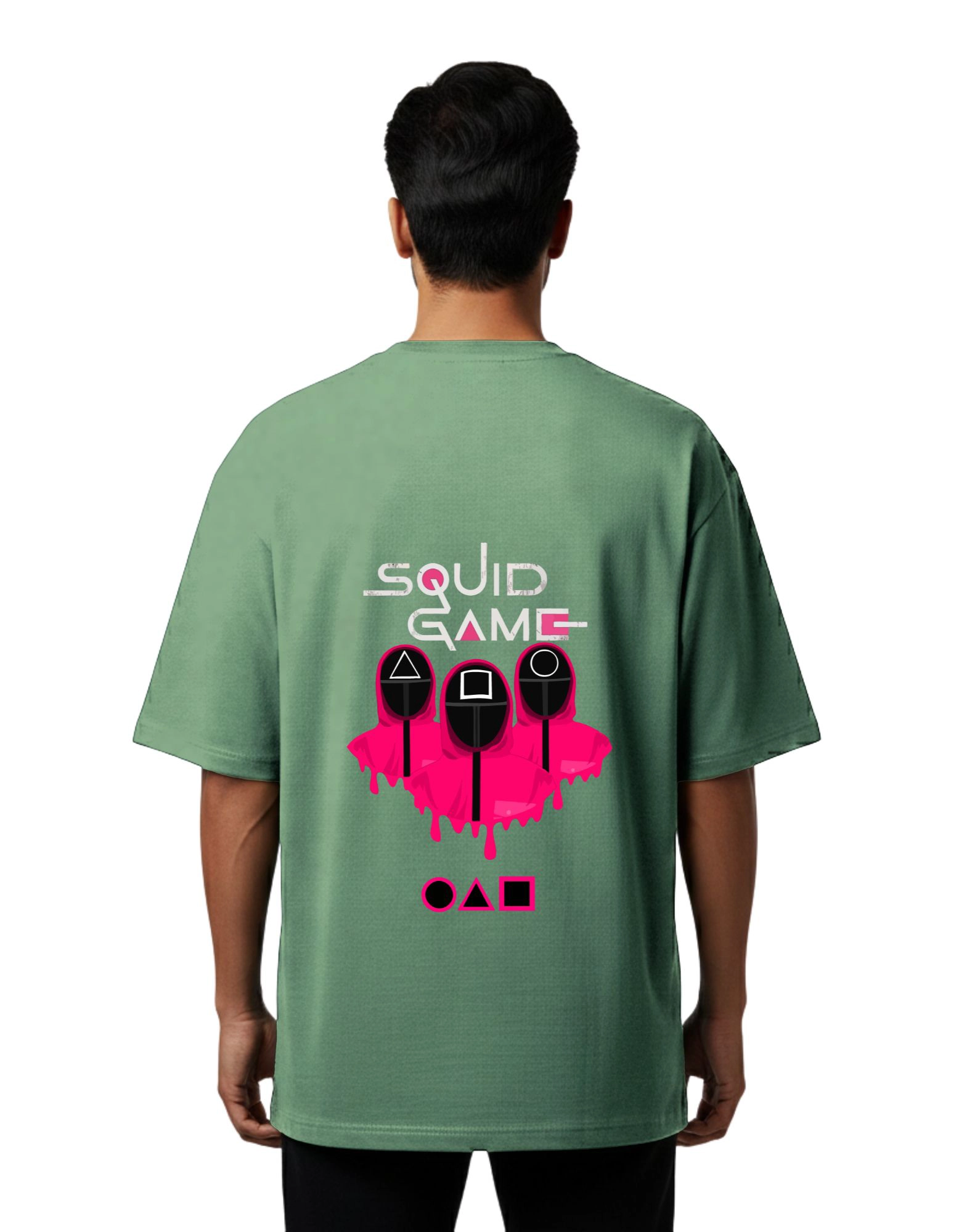 Squid Game Oversized Cotton French Terry 240 GSM T-Shirt D Green
