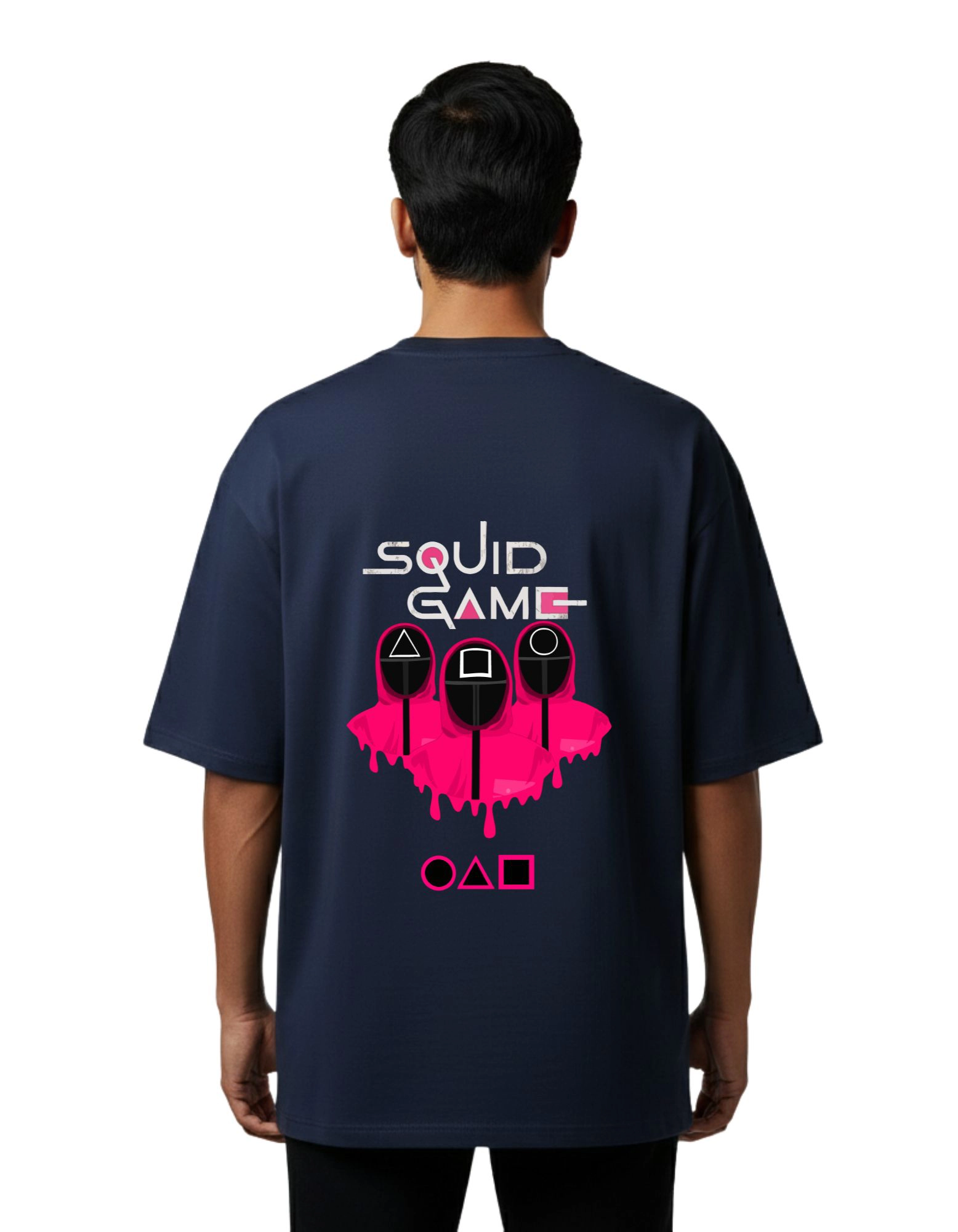 Squid Game Oversized Cotton French Terry 240 GSM T-Shirt Navy Blue