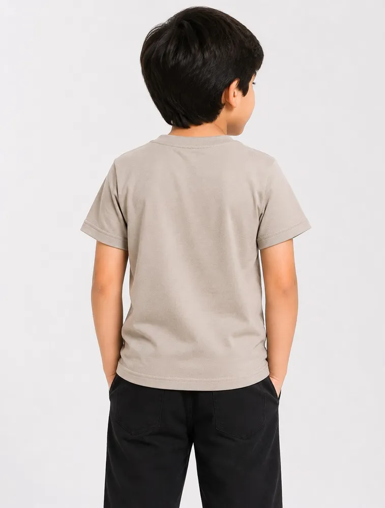 Standstone Beige Dad And Me Round Neck Premium Printed T Shirt