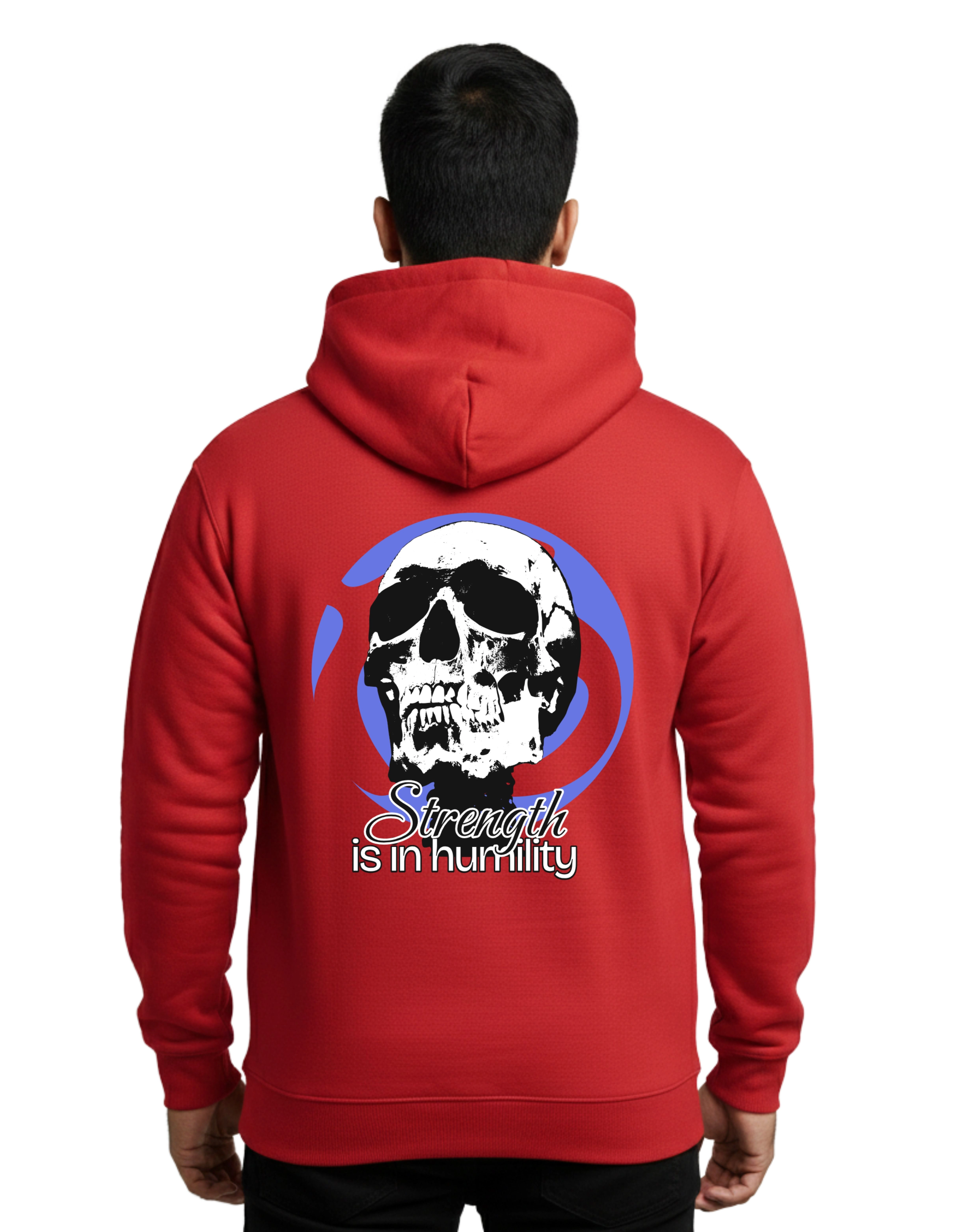 Stay Humble Skull Graphic Cotton Hoodie Without Zipper 300 GSM Red