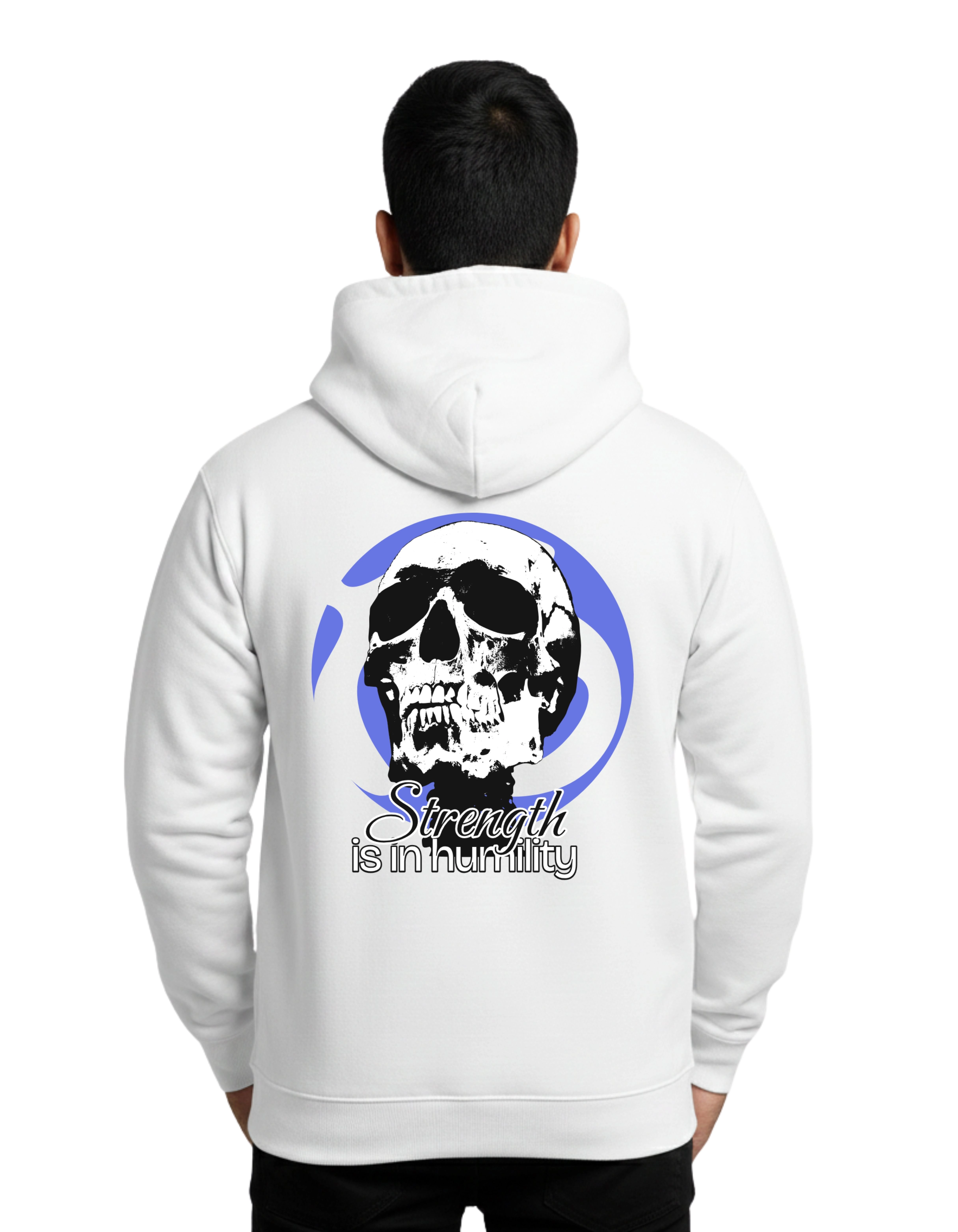 Stay Humble Skull Graphic Cotton Hoodie Without Zipper 300 GSM White