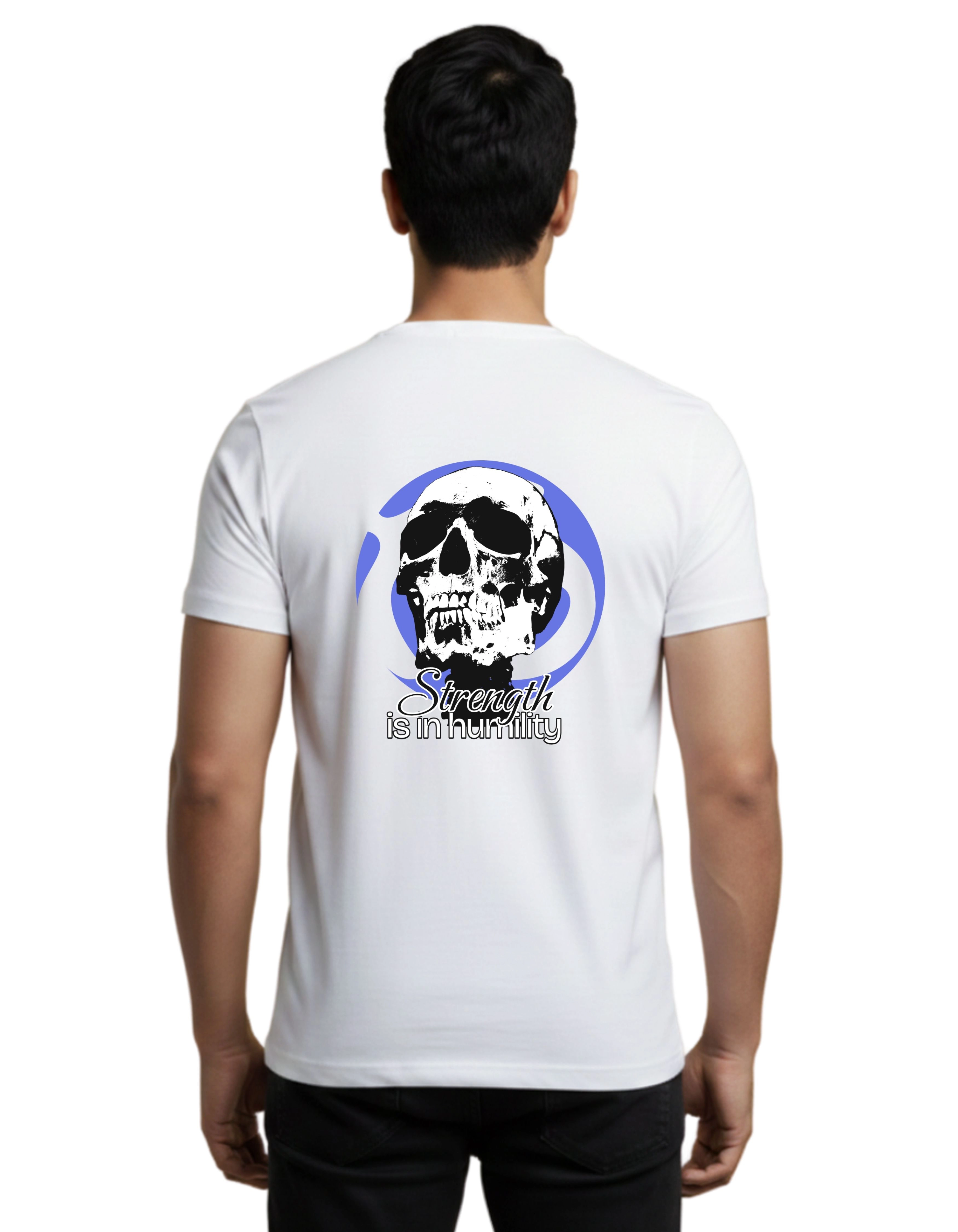 Stay Humble Skull Graphic Cotton Round Neck T-Shirt 180 GSM White