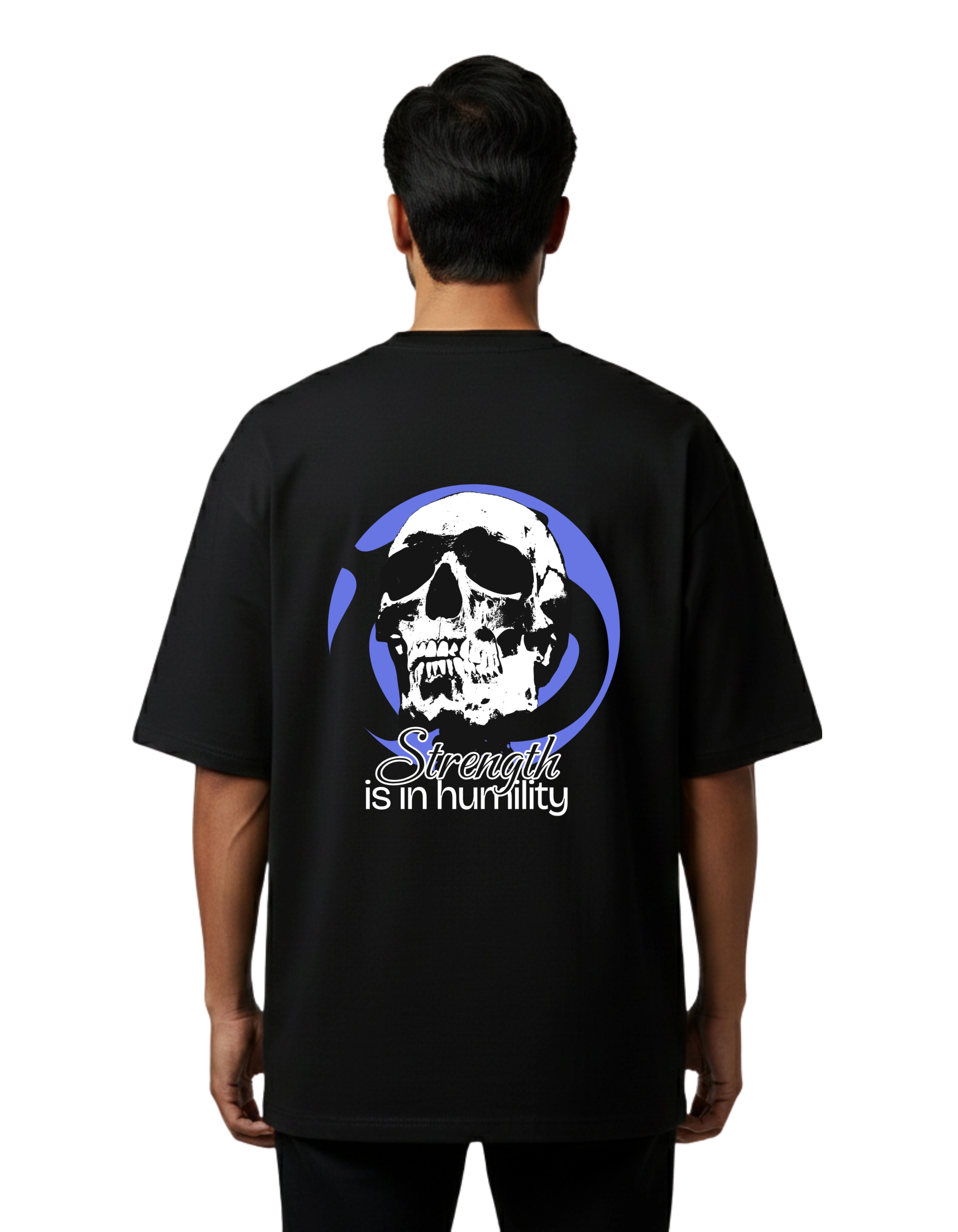 Stay Humble Skull Graphic Oversized Cotton French Terry T-Shirt 240 GSM Black