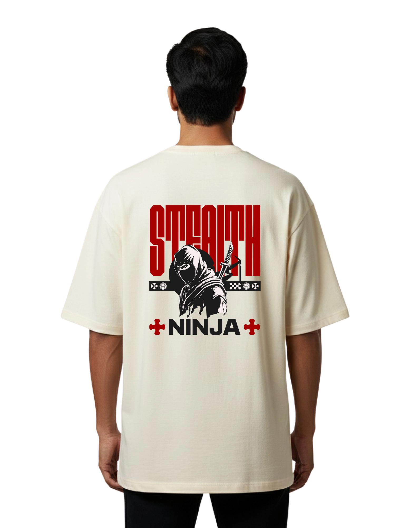 Stealth Ninja Oversize Cotton French Terry T-Shirt 240 GSM Beige