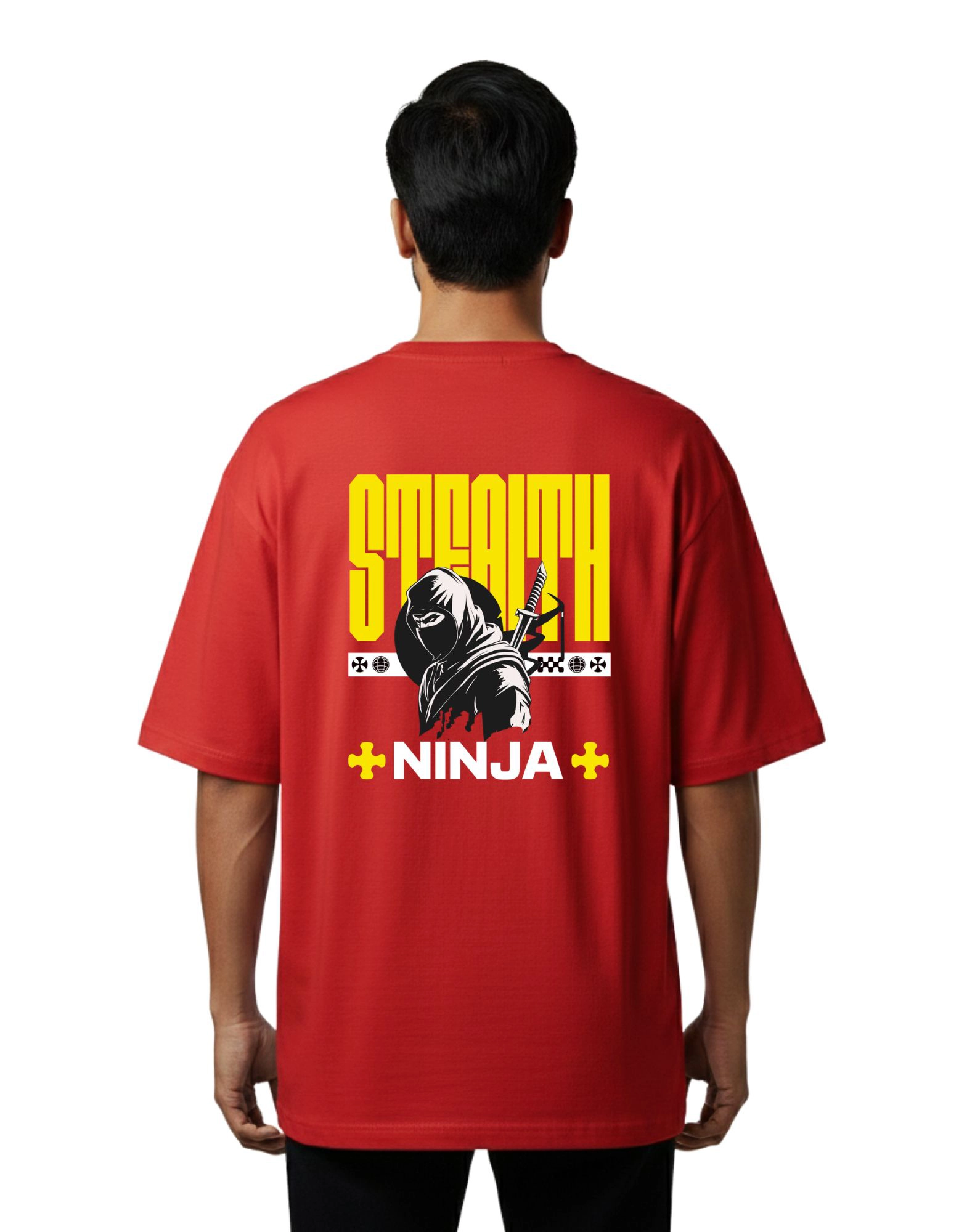 Stealth Ninja Oversize Cotton French Terry T-Shirt 240 GSM Red