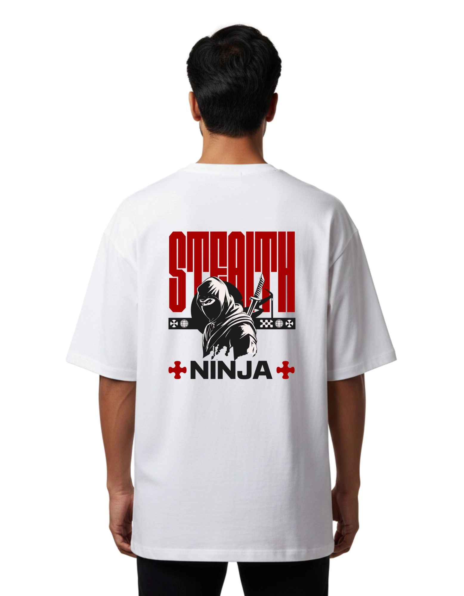 Stealth Ninja Oversize Cotton French Terry T-Shirt 240 GSM White