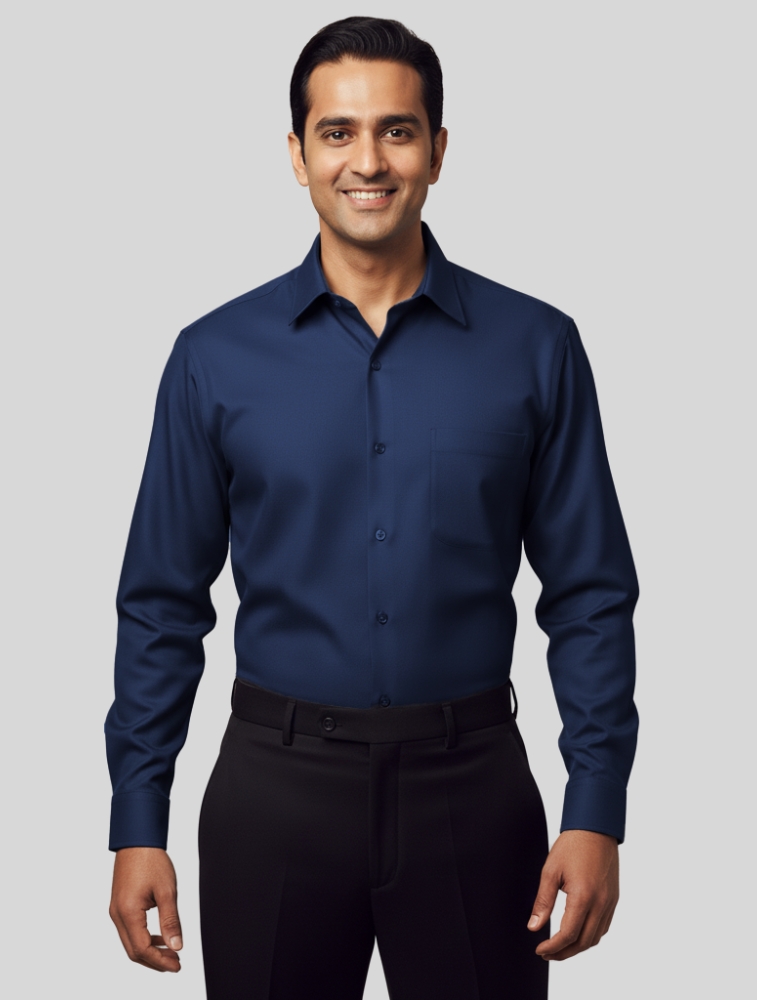White Premium Polyester Full Sleeve Shirt with Pocket