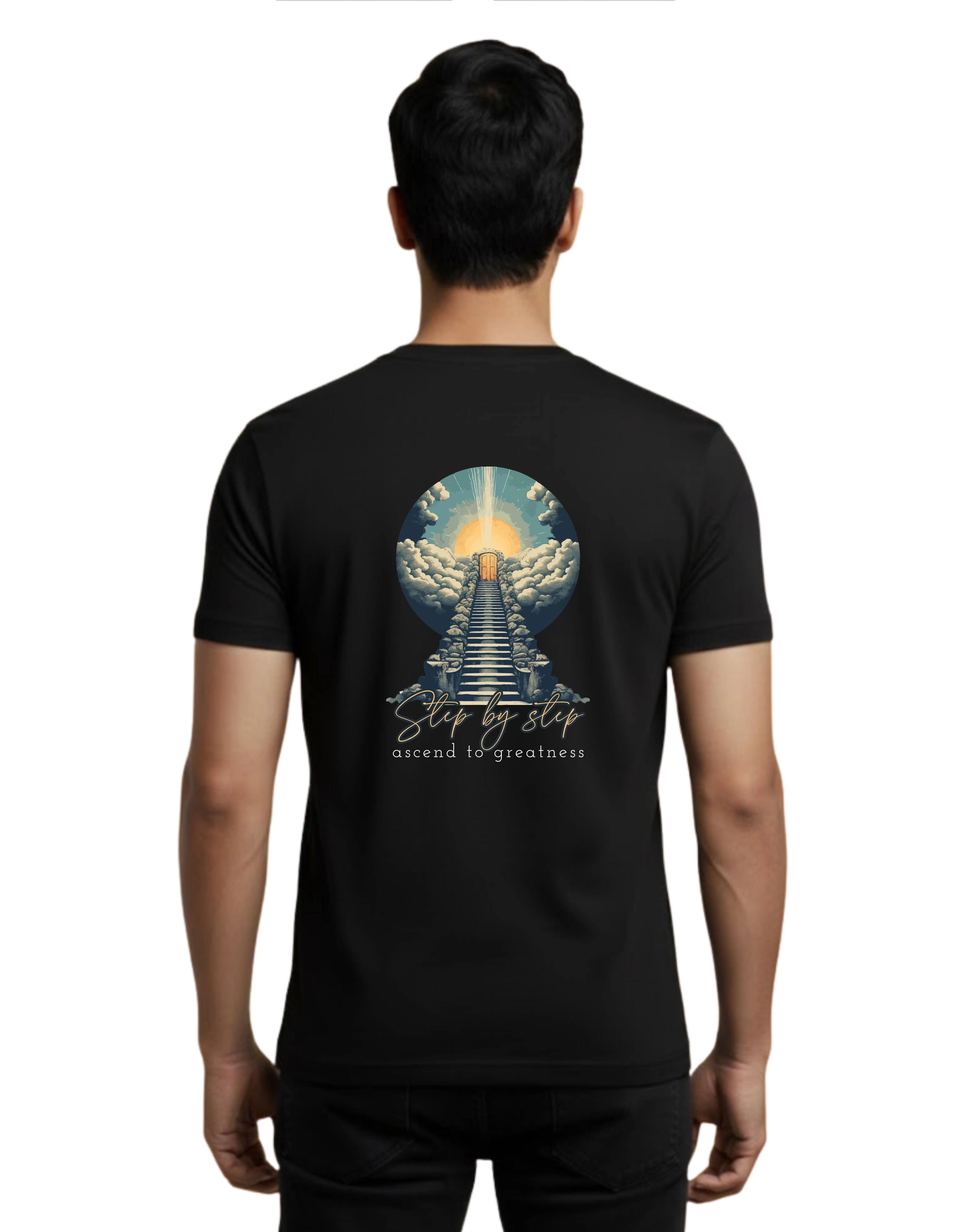 Step By Step Cotton Round Neck T-Shirt 180 GSM Black