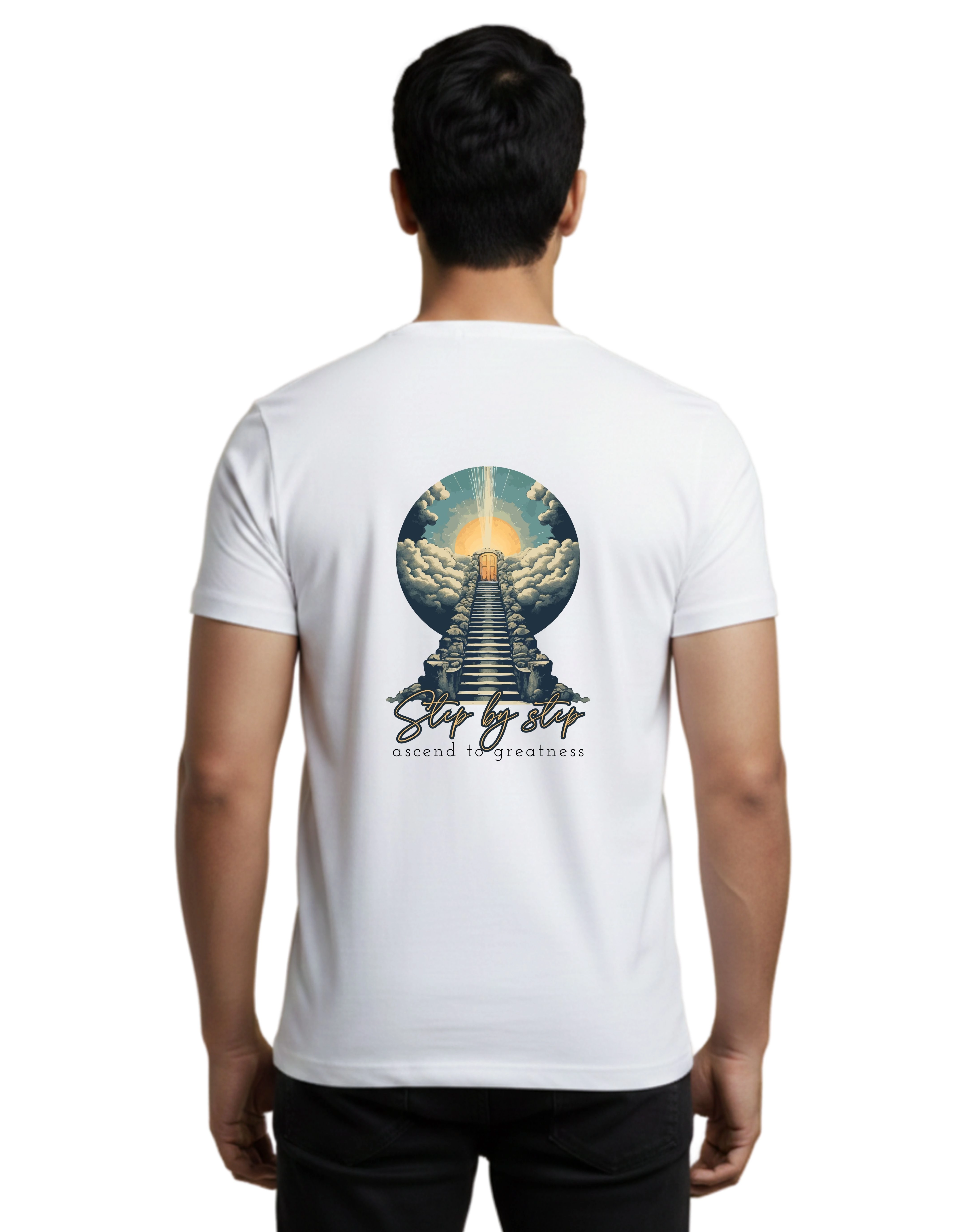 Step By Step Cotton Round Neck T-Shirt 180 GSM White