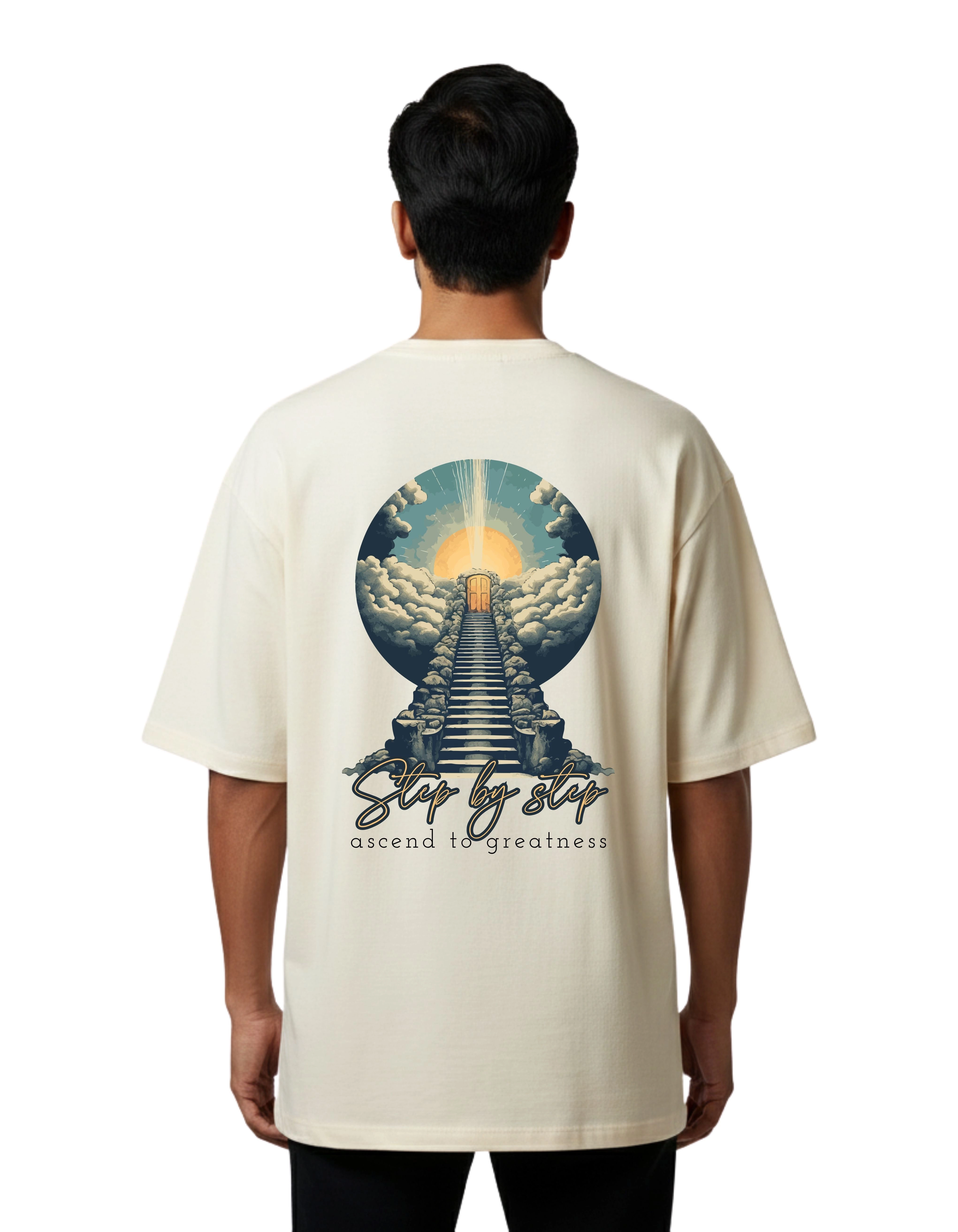 Step By Step Oversized Cotton French Terry T-Shirt 240 GSM Beige