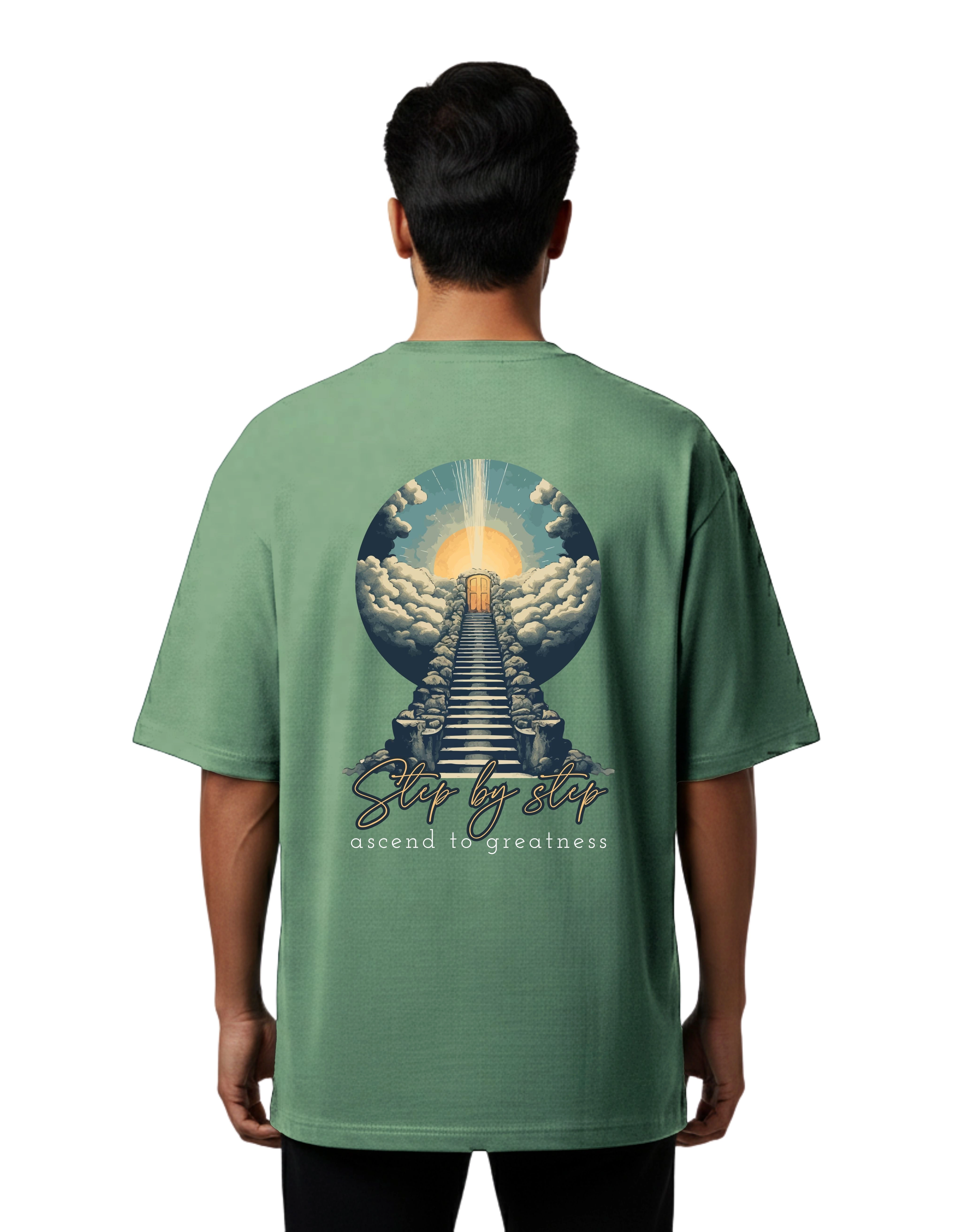 Step By Step Oversized Cotton French Terry T-Shirt 240 GSM D green