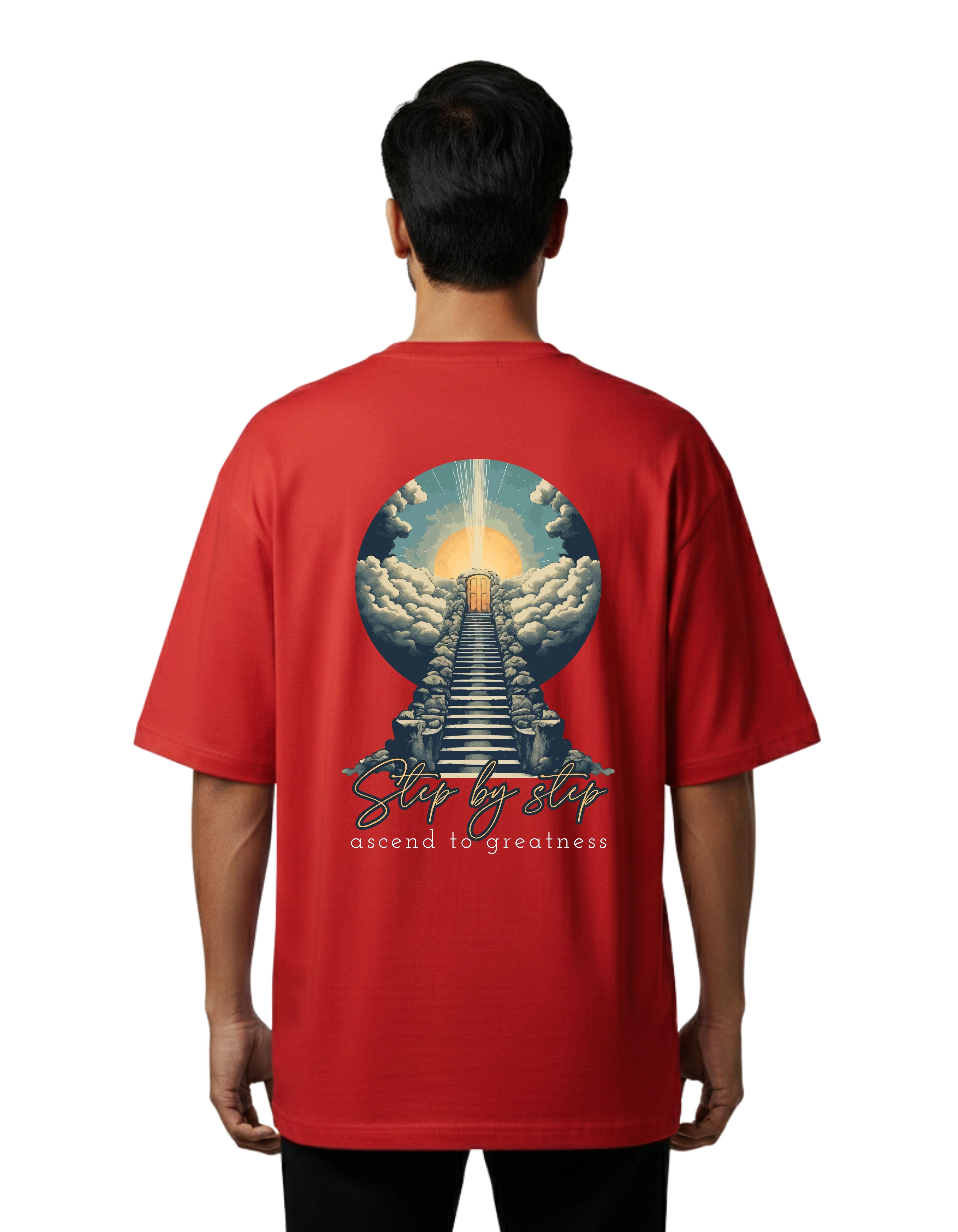 Step By Step Oversized Cotton French Terry T-Shirt 240 GSM Red