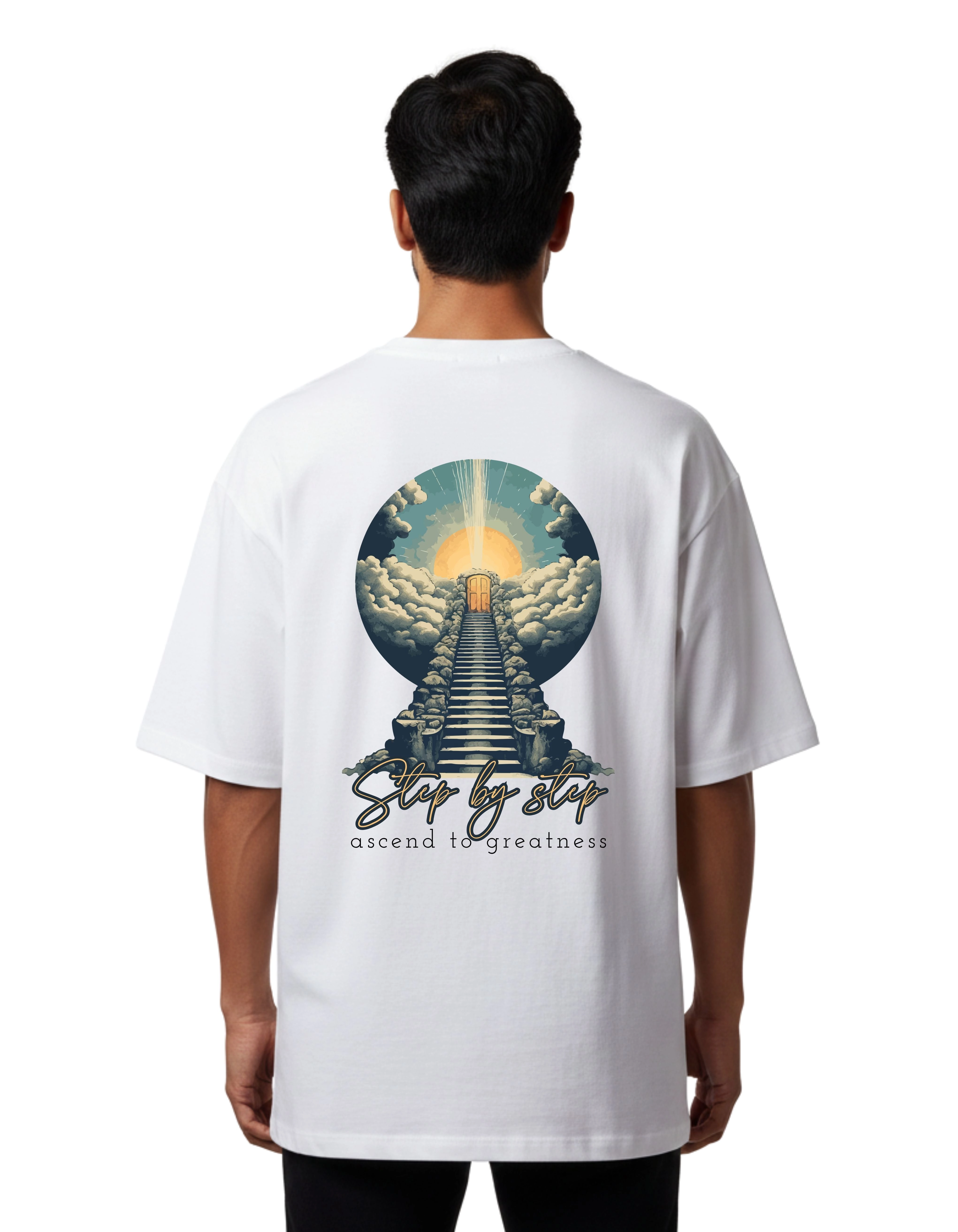 Step By Step Oversized Cotton French Terry T-Shirt 240 GSM White