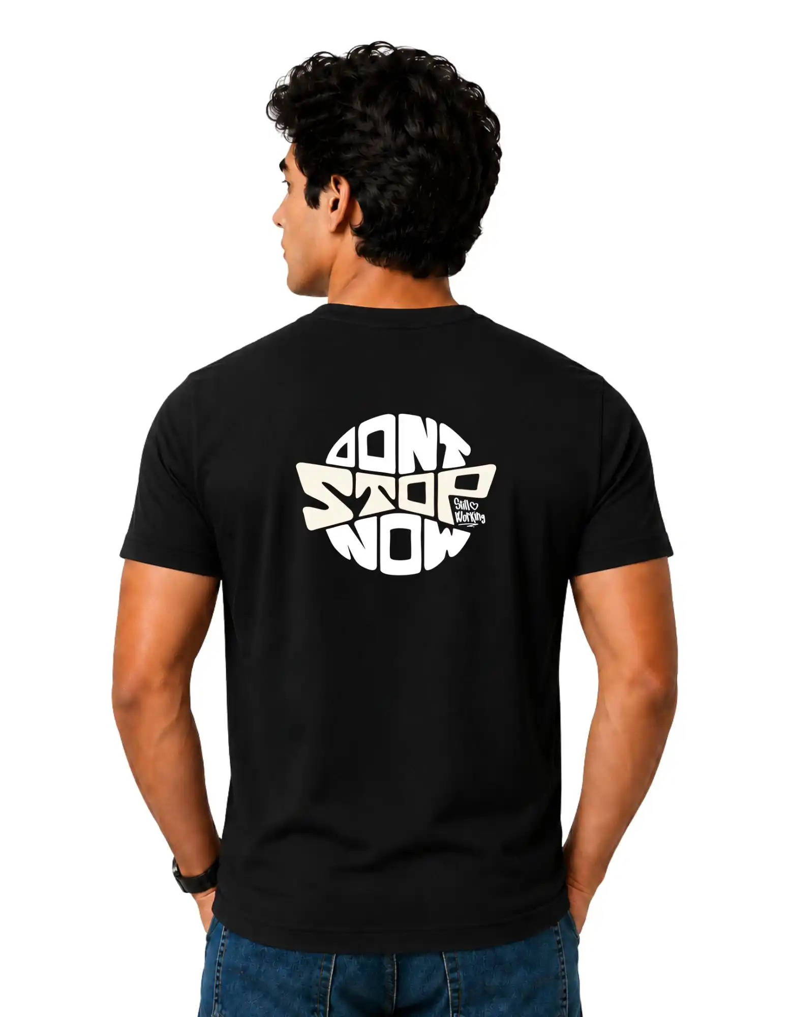 Still Working Cotton Round Neck T-Shirt 180 GSM Black