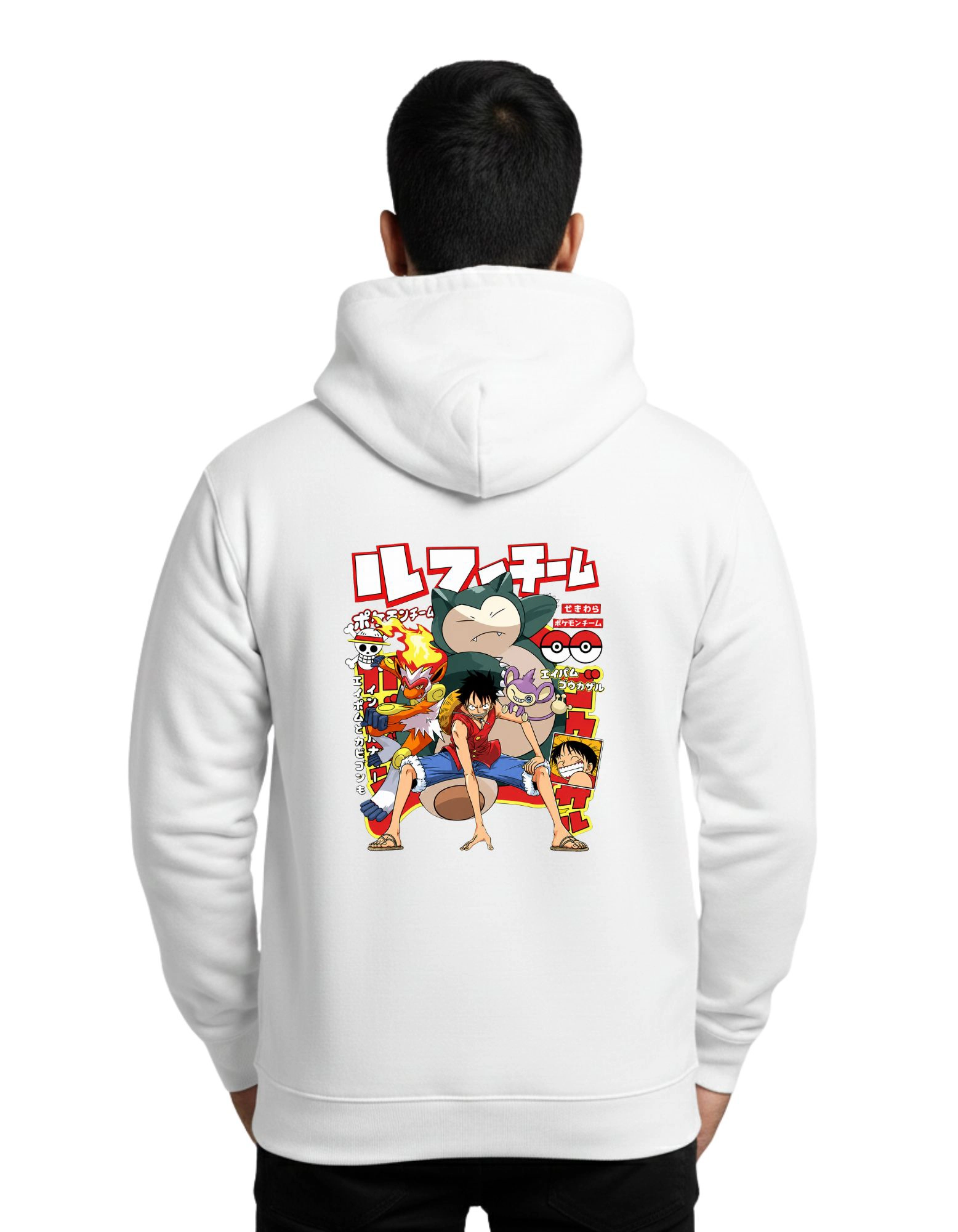 Straw Hat Anime Cotton Hoodie Without Zipper 300 GSM White