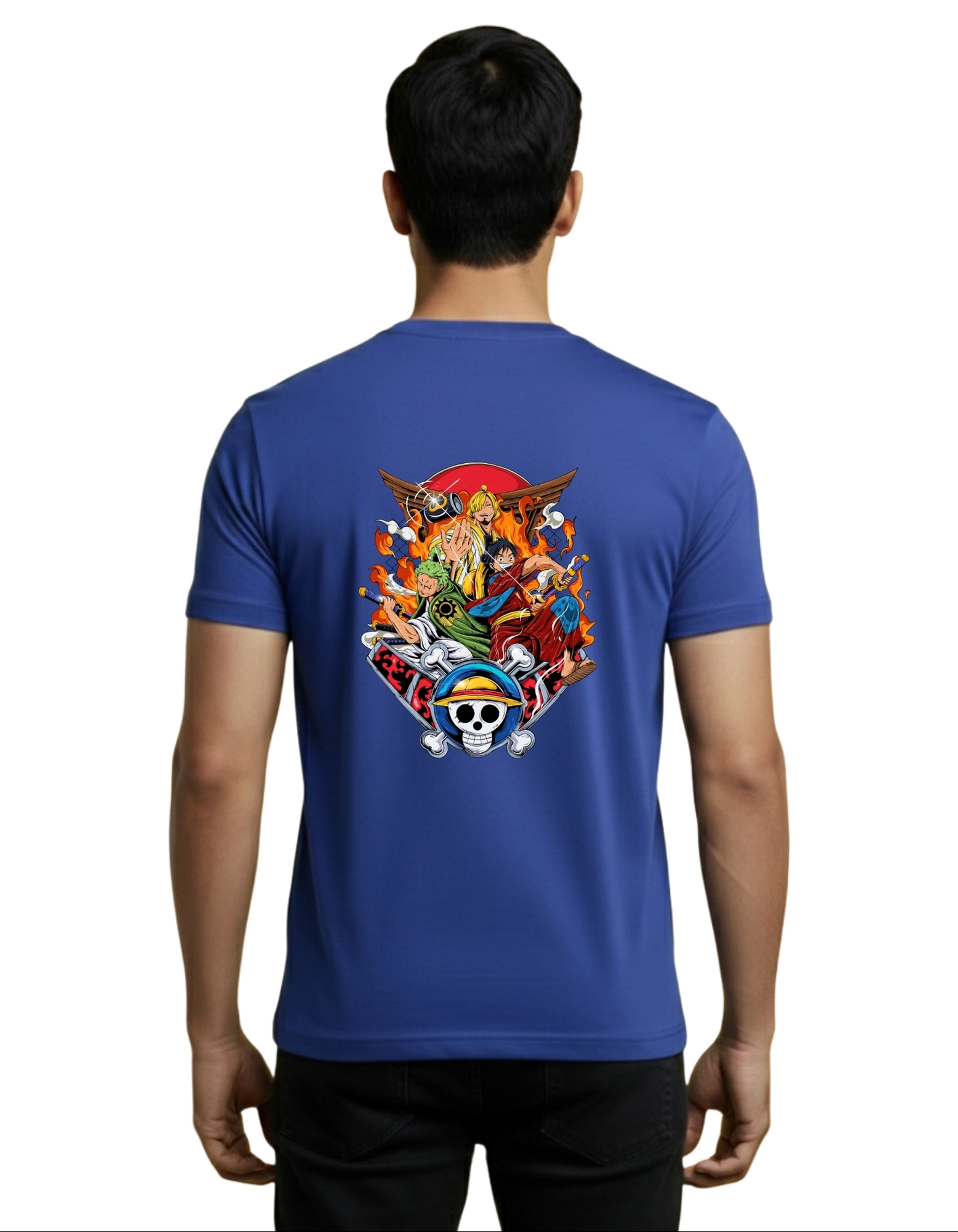 Straw Hat Pirates Cotton Round Neck T-Shirt 180 GSM Royal Blue