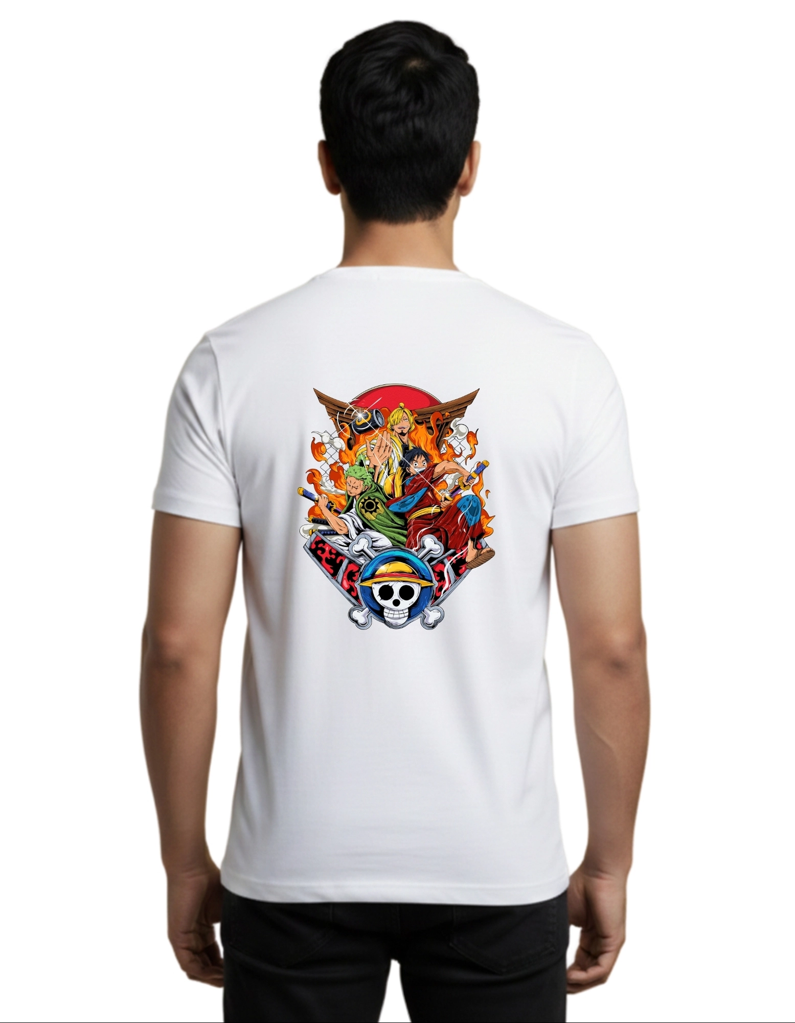 Straw Hat Pirates Cotton Round Neck T-Shirt 180 GSM White