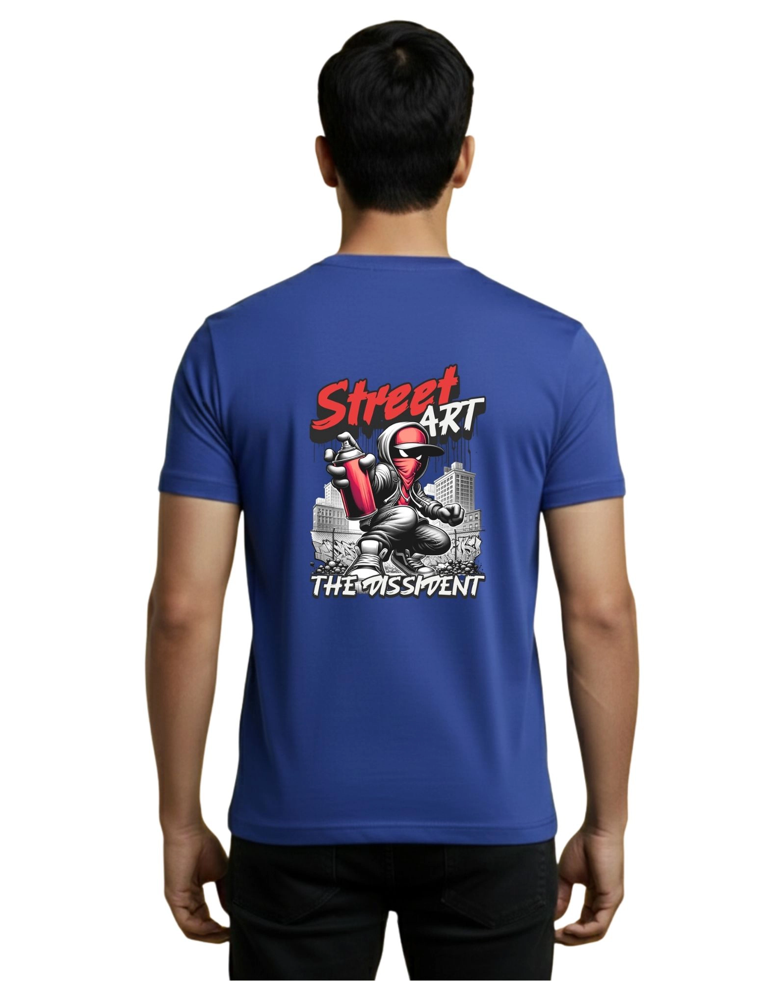 Street Art Disrupt Cotton Round Neck T-Shirt 180 GSM Royal Blue