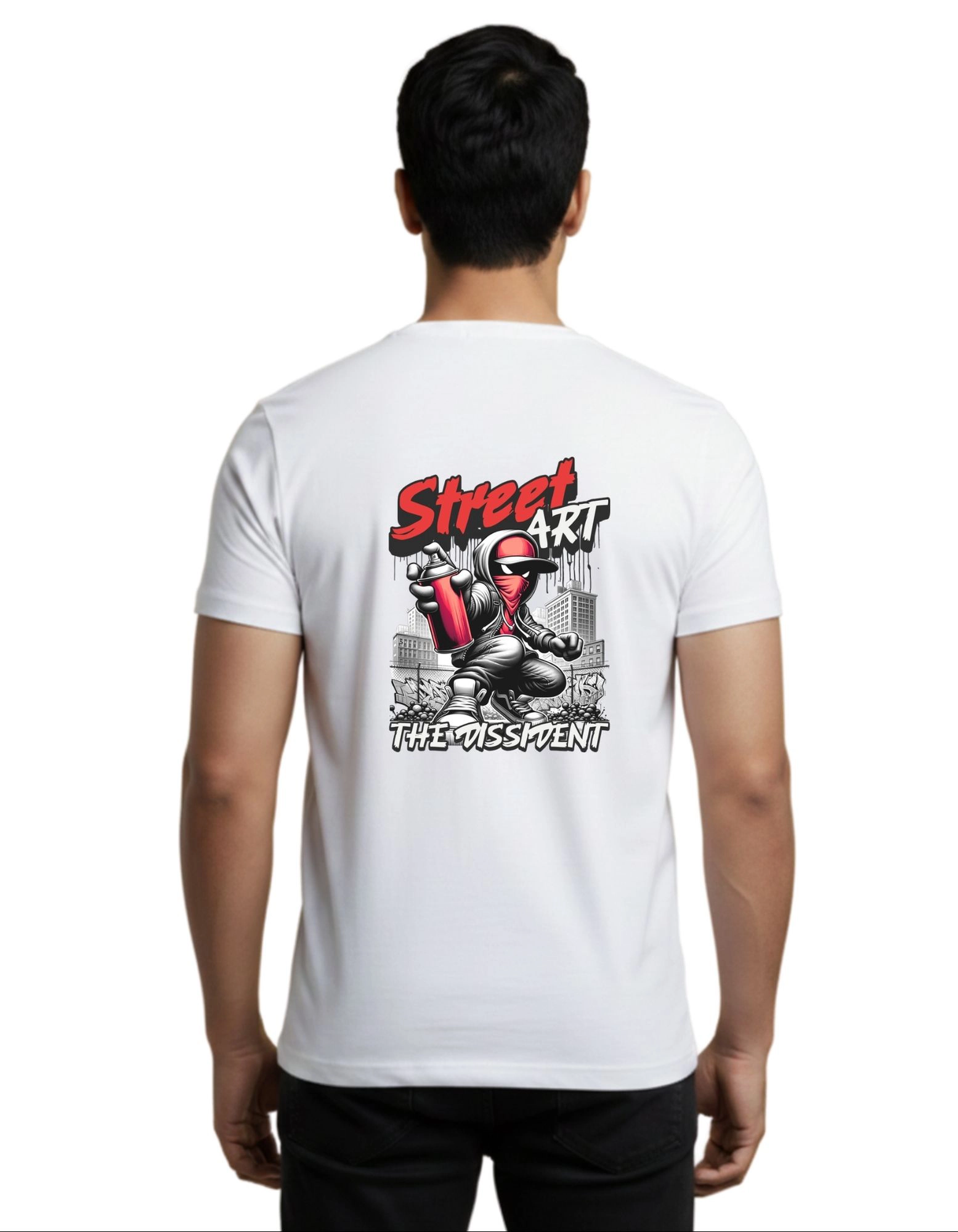 Street Art Disrupt Cotton Round Neck T-Shirt 180 GSM White