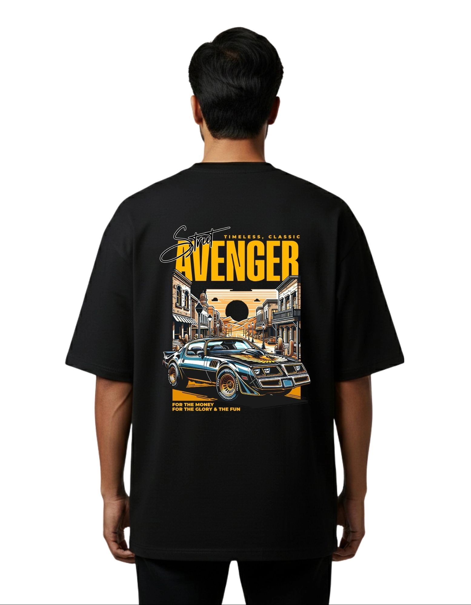 Street Avenger Graphic Oversize Cotton French Terry T-Shirt 240 GSM Black