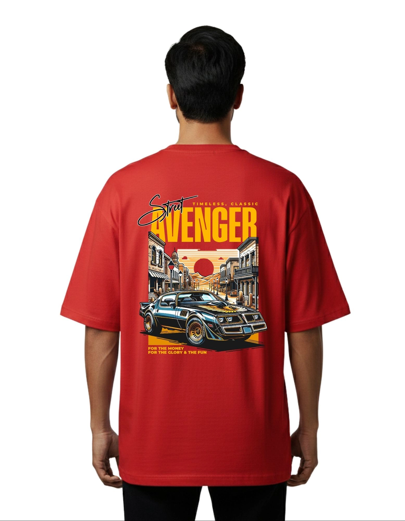 Street Avenger Graphic Oversize Cotton French Terry T-Shirt 240 GSM Red