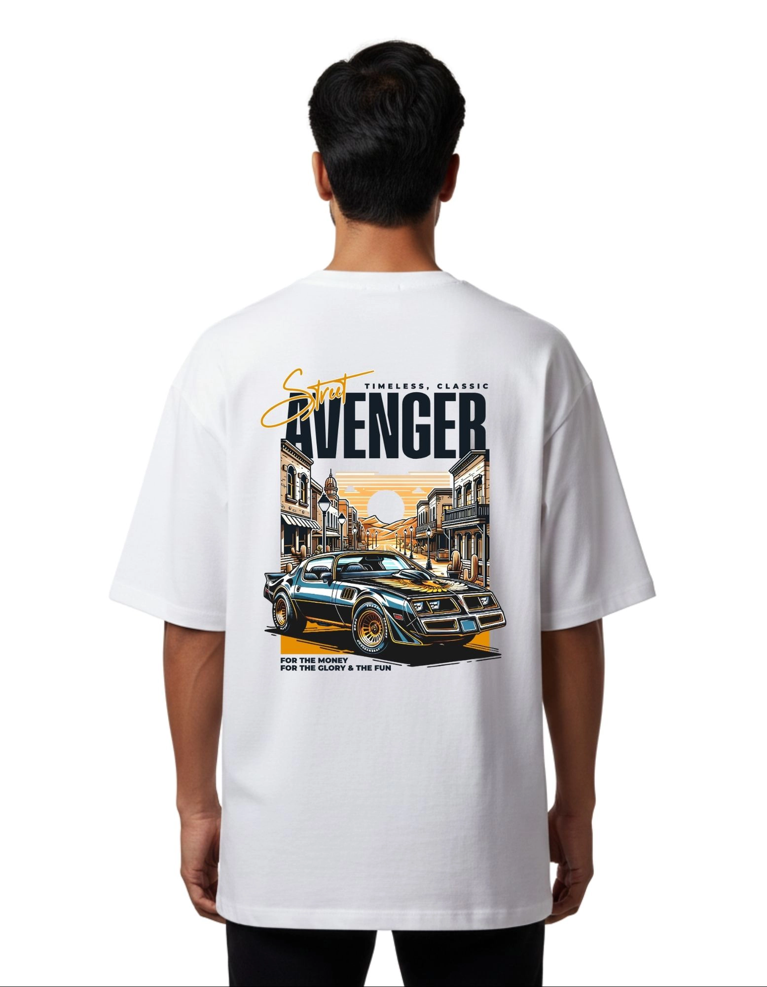 Street Avenger Graphic Oversize Cotton French Terry T-Shirt 240 GSM White