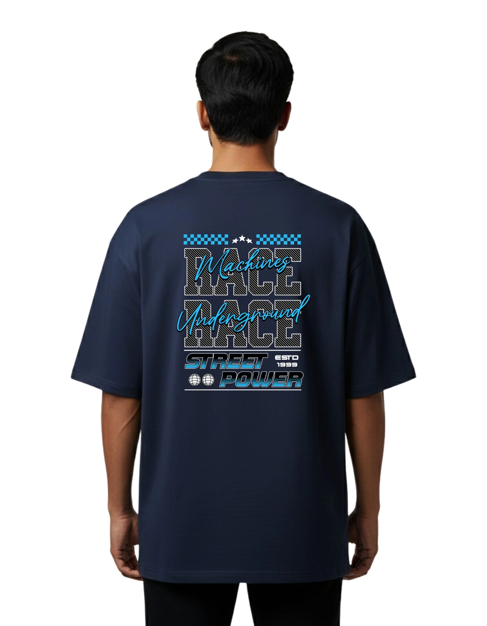 Street Power Oversize Cotton French Terry T-Shirt 240 GSM Navy Blue