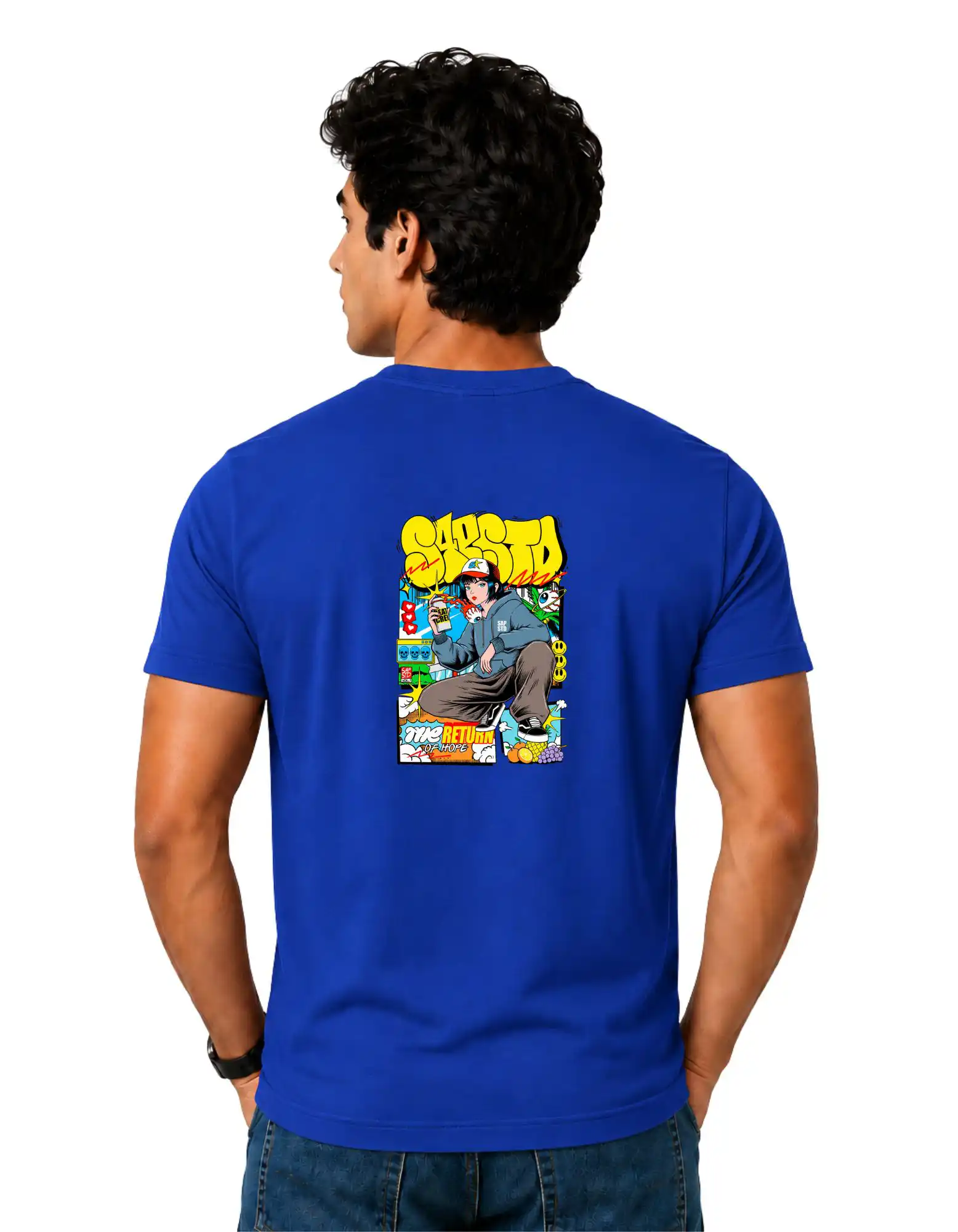 Street Return Cotton Round Neck T-Shirt 180 GSM Royal Blue