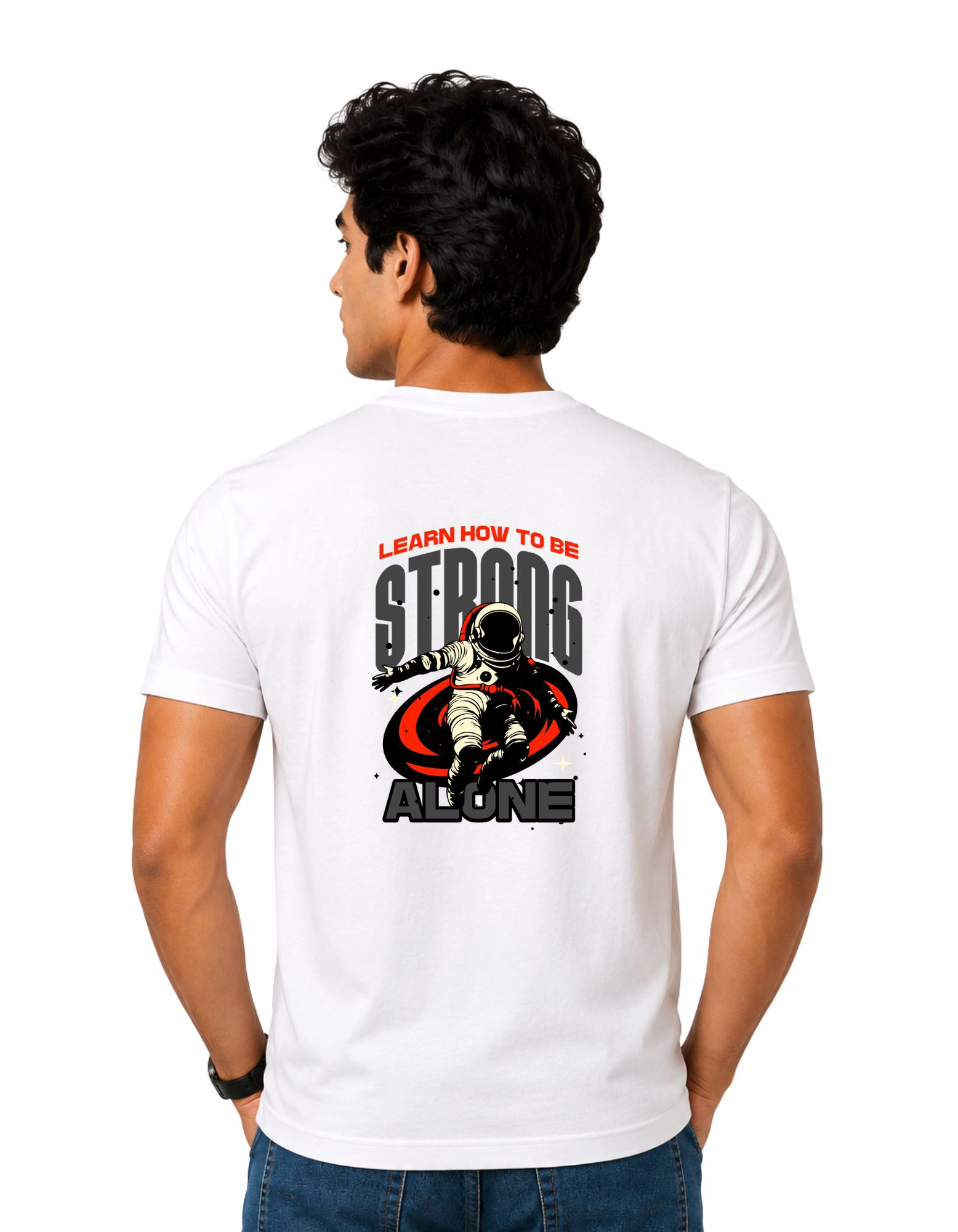 Strong Alone Cotton Round Neck T-Shirt 180 GSM White