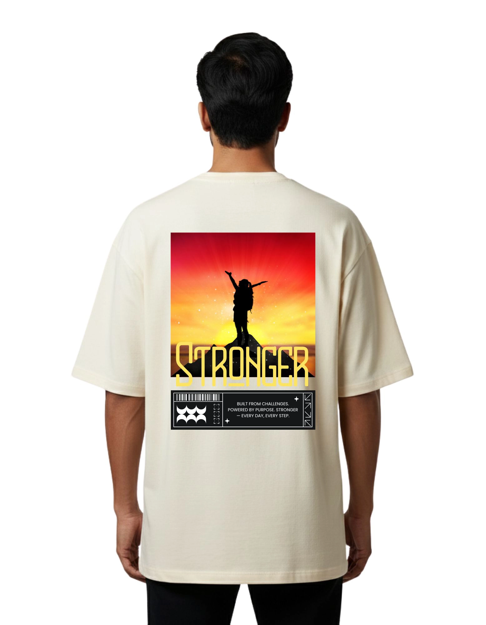 Stronger Oversized French Terry 240 GSM T-Shirt Beige