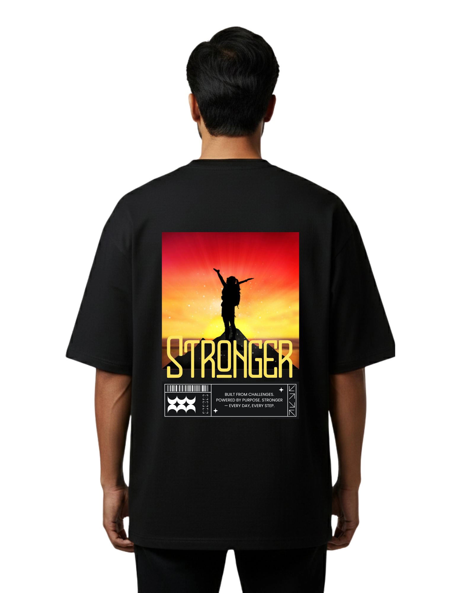 Stronger Oversized French Terry 240 GSM T-Shirt Black