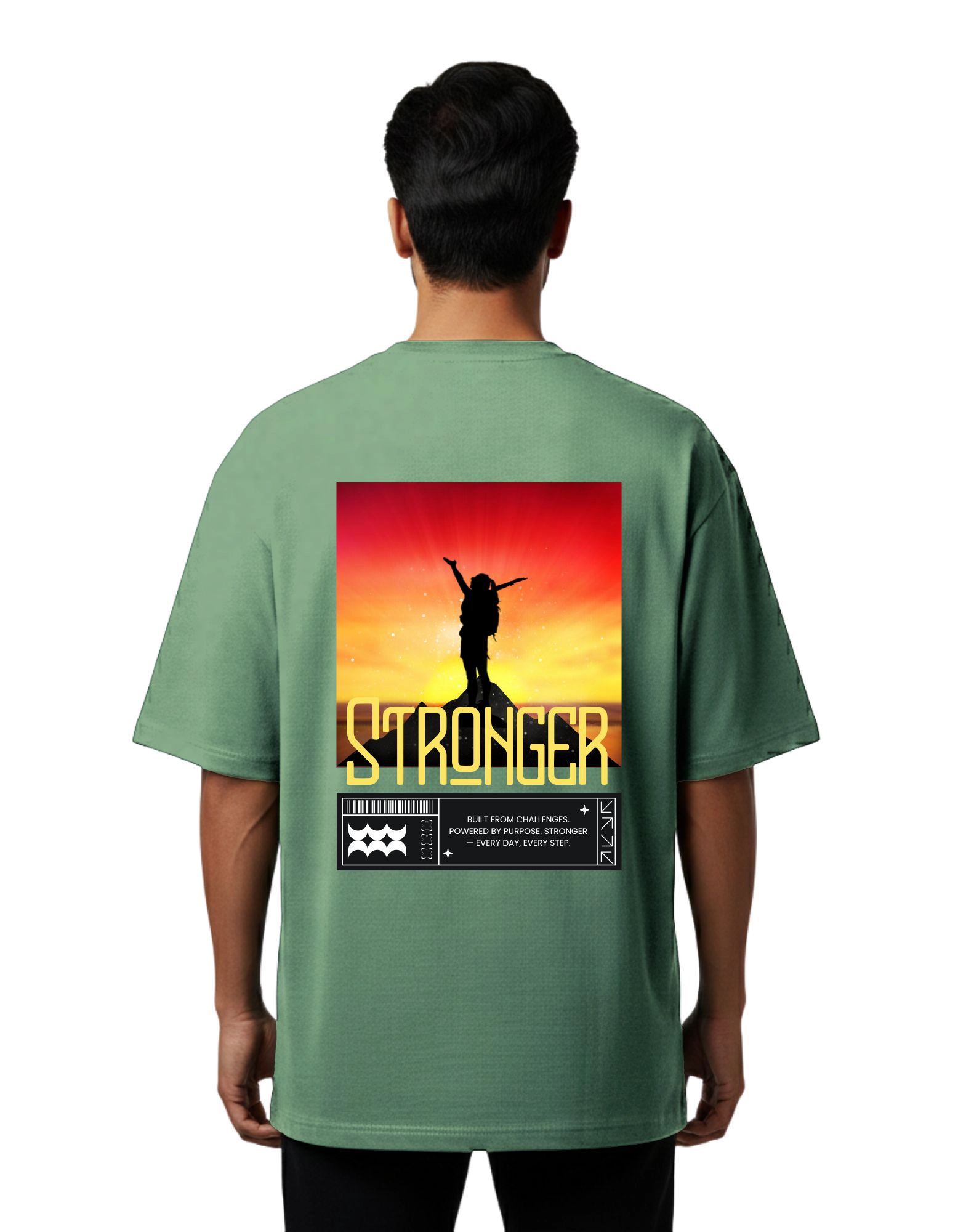 Stronger Oversized French Terry 240 GSM T-Shirt D Green